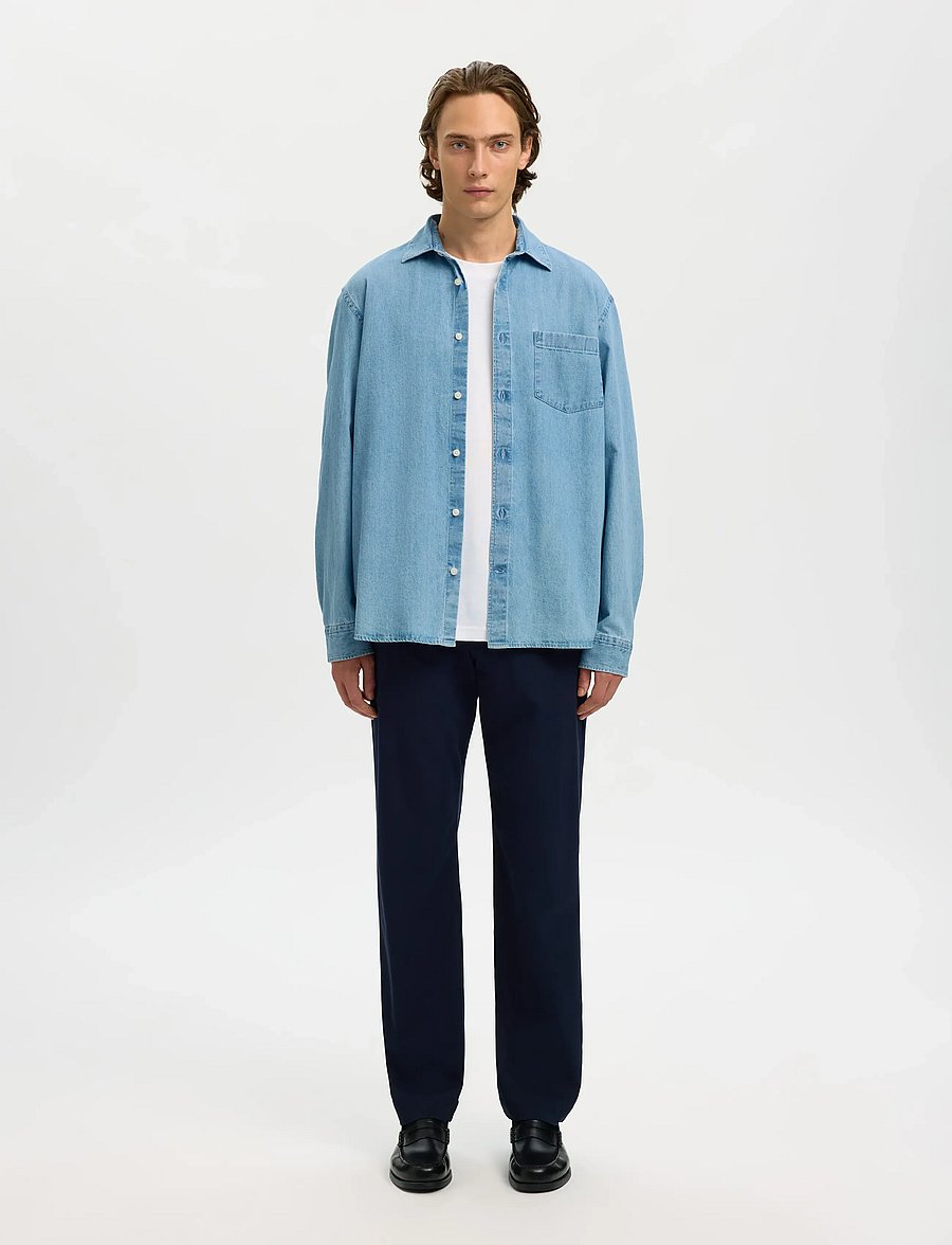 Selected - SLMCLAUS-CARLO REG DENIM LS SHIRT NOOS - jeanshemden - light blue denim - 3