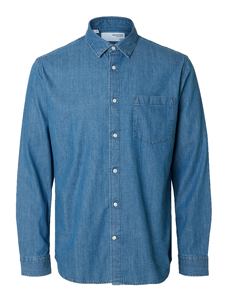 Selected - SLHREGCARLO DENIM LS SHIRT NOOS - jeansskjortor - medium blue denim - 1