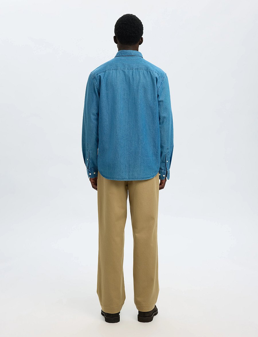 Selected - SLMCLAUS-CARLO REG DENIM LS SHIRT NOOS - denim shirts - medium blue denim - 2