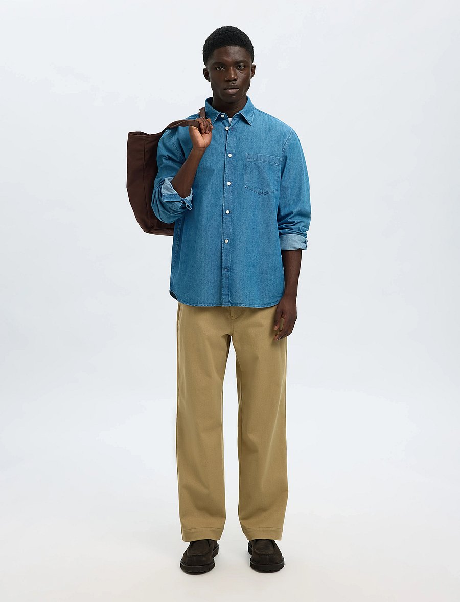 Selected - SLMCLAUS-CARLO REG DENIM LS SHIRT NOOS - denim shirts - medium blue denim - 4
