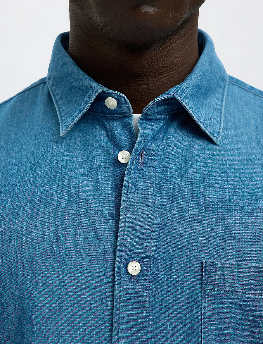 Selected - SLMCLAUS-CARLO REG DENIM LS SHIRT NOOS - denim shirts - medium blue denim - 5