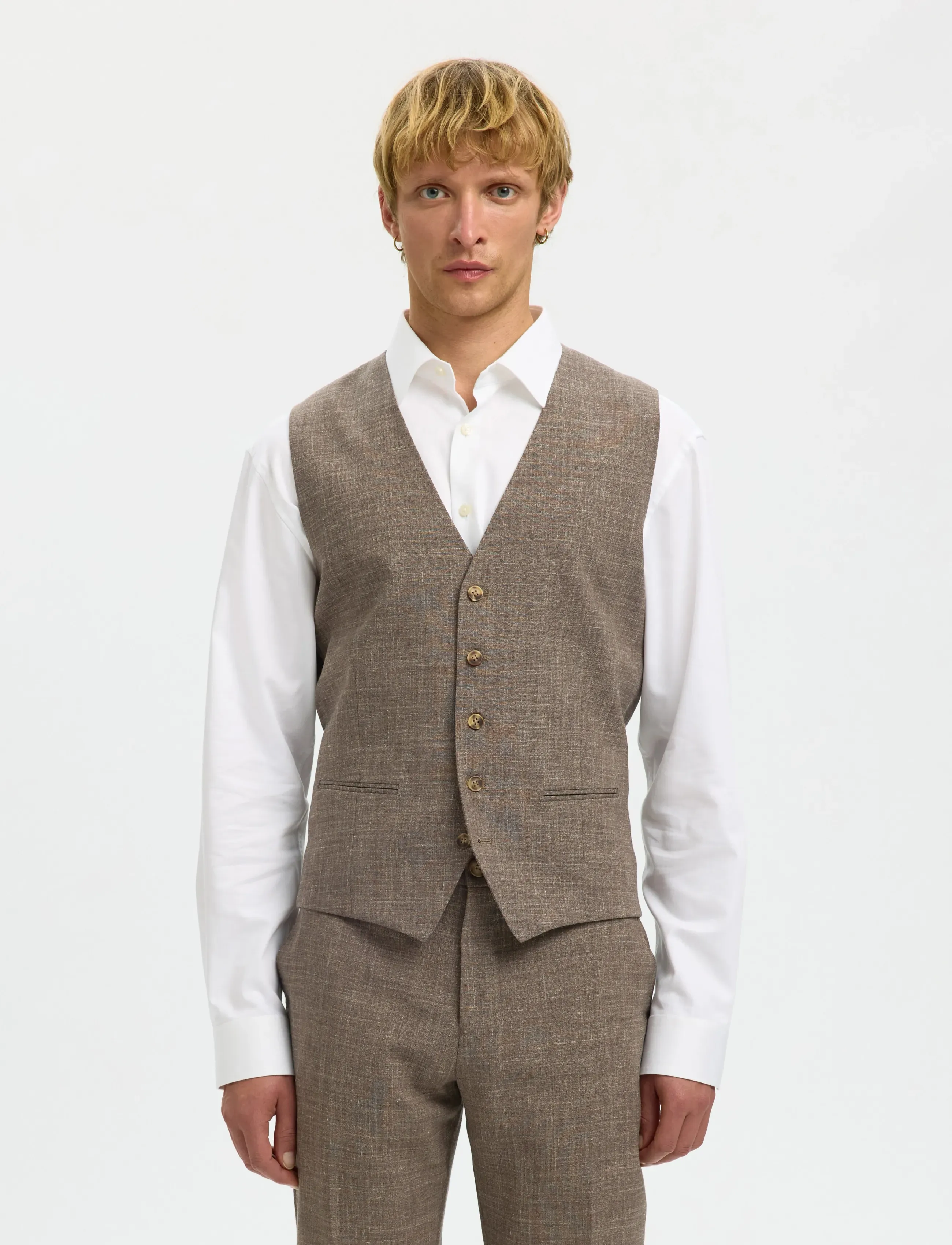Selected - SLMSLIM-OASIS WCT - waistcoats - dark sand melange - 0