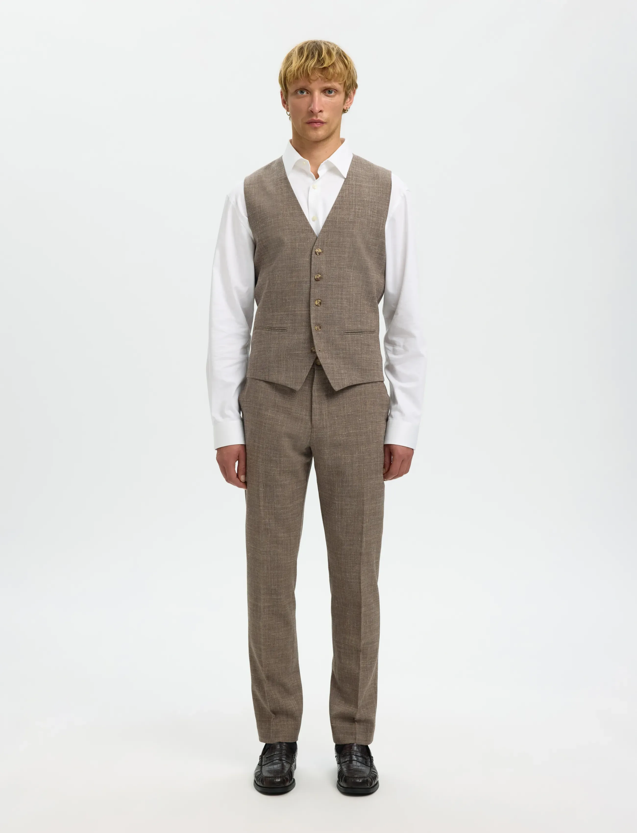 Selected - SLMSLIM-OASIS WCT - waistcoats - dark sand melange - 3
