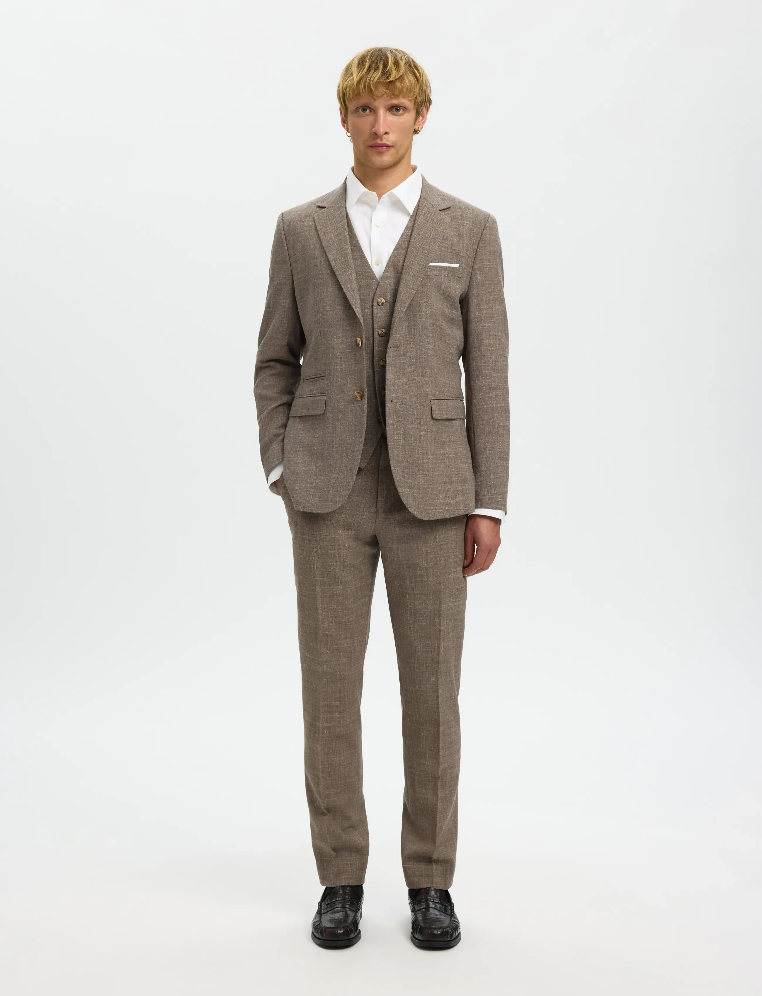 Selected - SLMSLIM-OASIS WCT - waistcoats - dark sand melange - 4