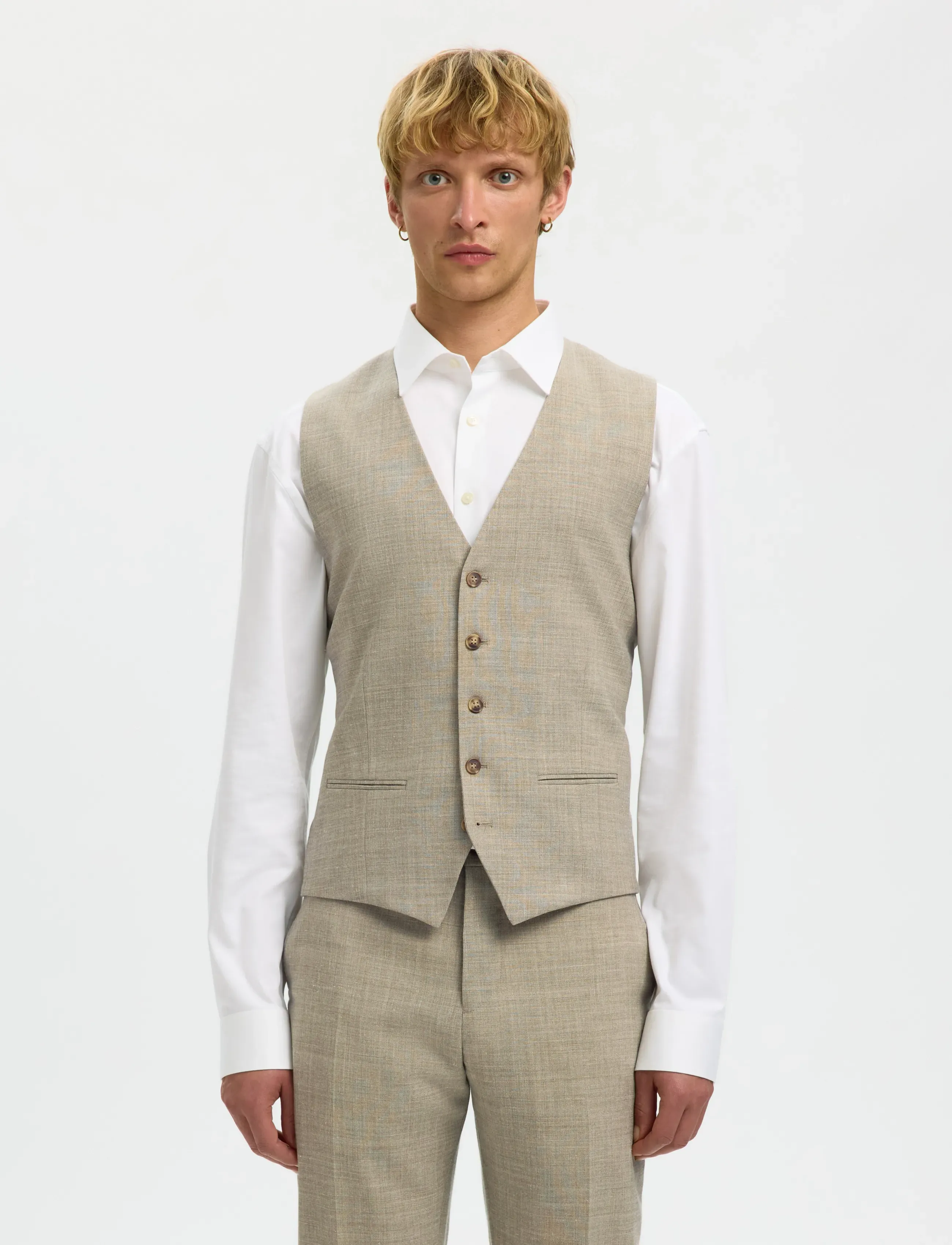 Selected Slhslim-Oasis Wct, 56, Beige, Suits & Blazere > Waistcoats, Herre
