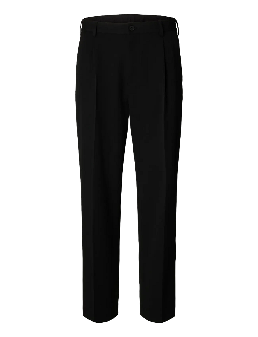 Selected - SLM220-LOOSE FINN FLEX PANTS NOOS - anzugshosen - black - 1