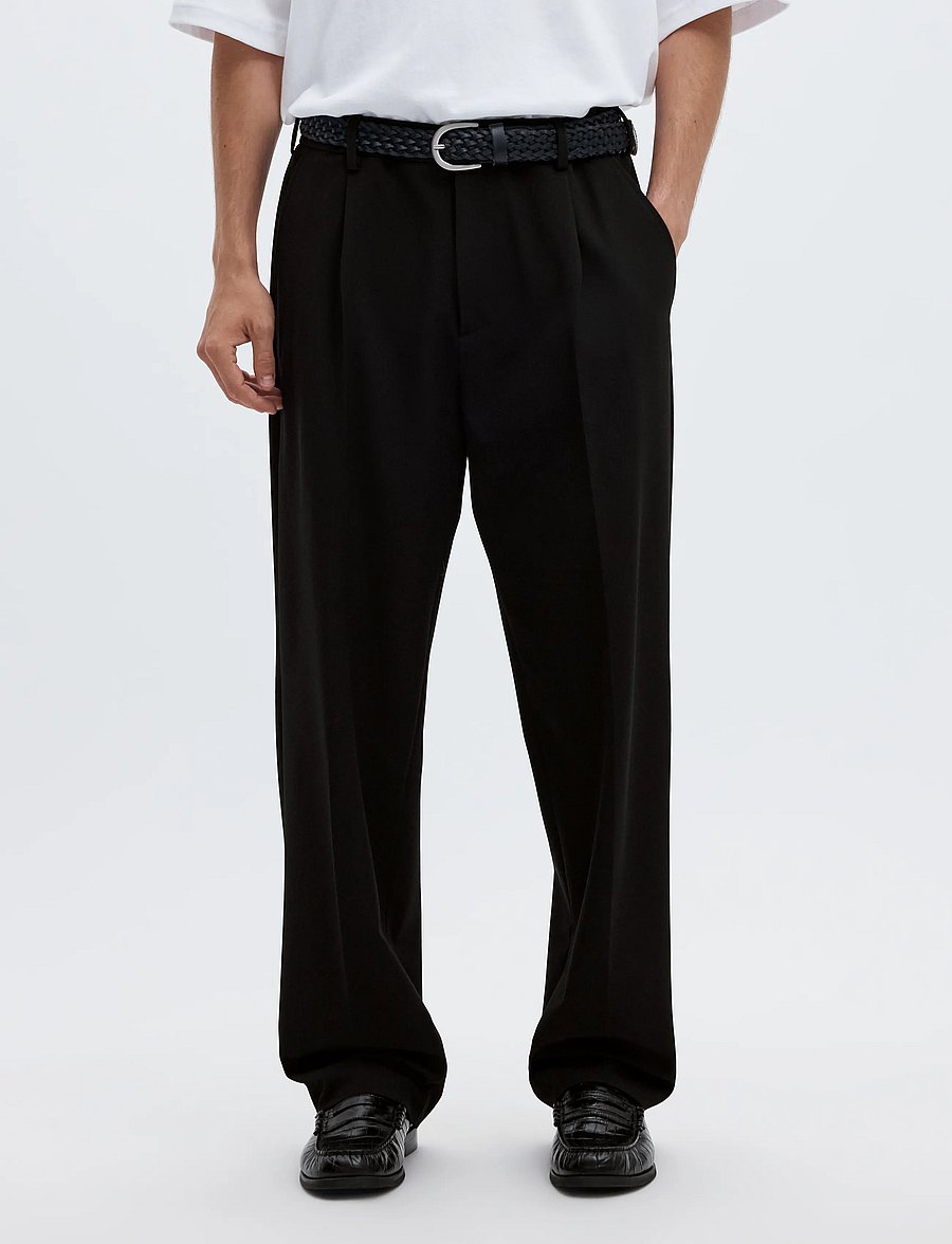 Selected - SLM220-LOOSE FINN FLEX PANTS NOOS - anzugshosen - black - 0