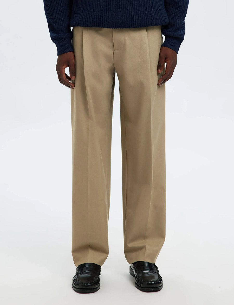Selected - SLM220-LOOSE FINN FLEX PANTS NOOS - anzugshosen - greige - 0