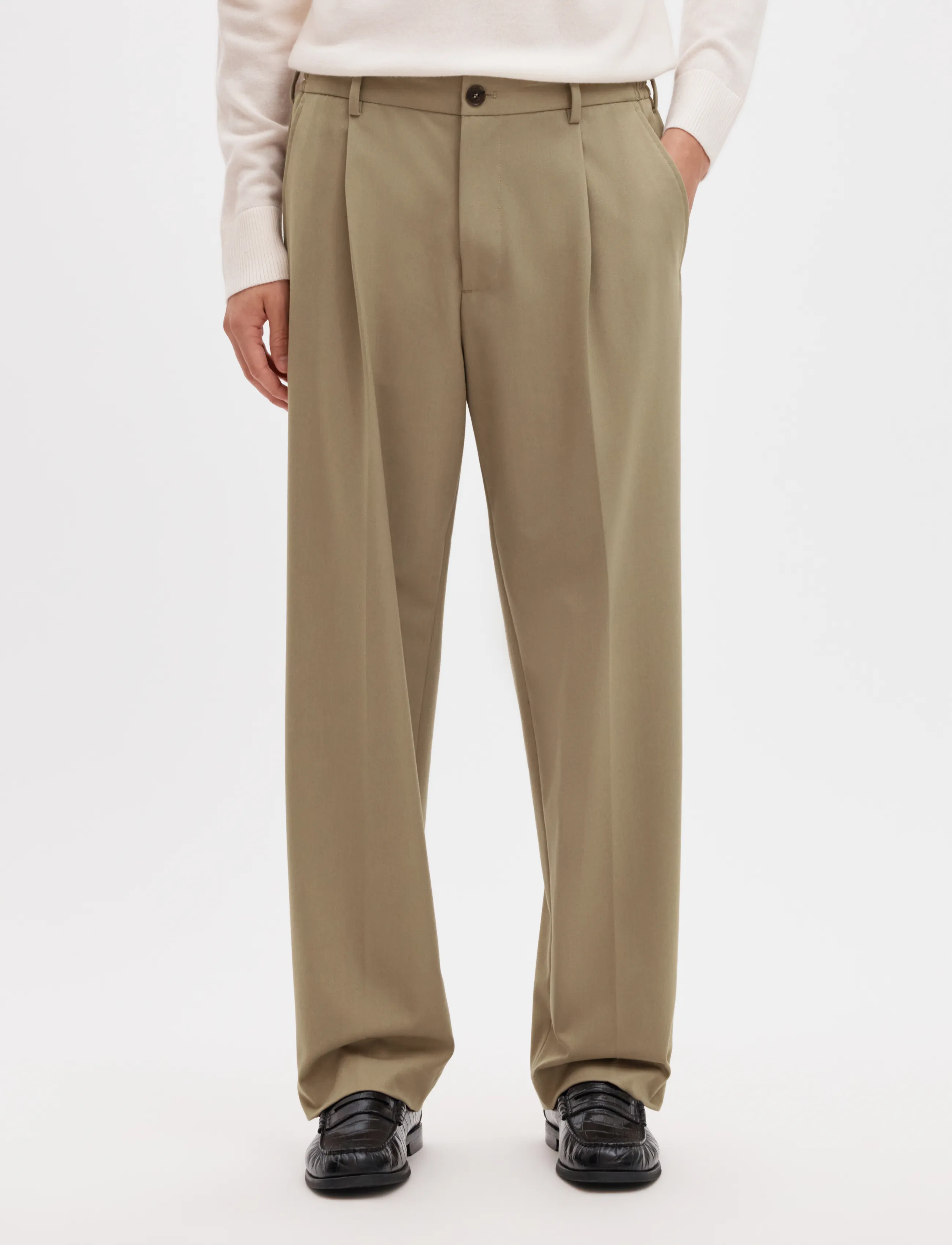 Selected SLM220-LOOSE FINN FLEX PANTS NOOS - Püksid - GREIGE / beige