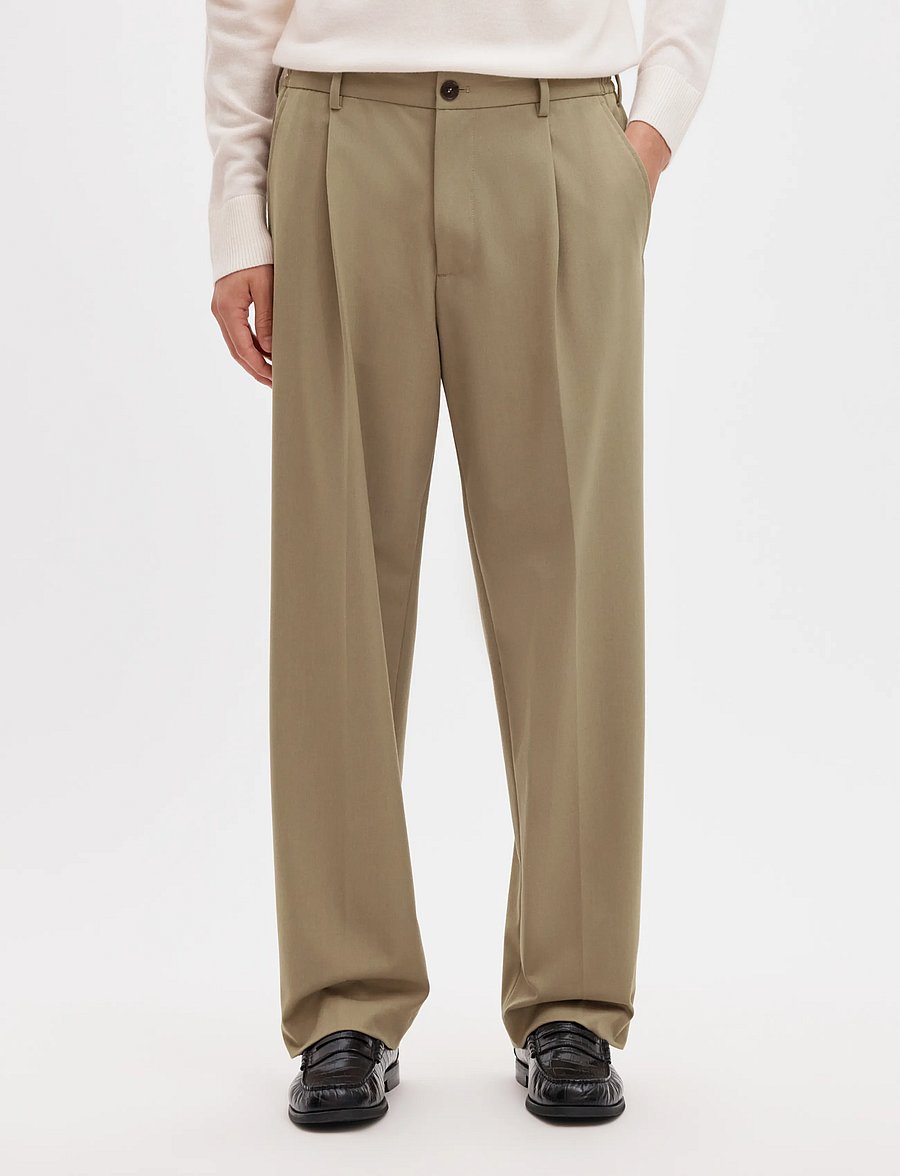 Selected - SLM220-LOOSE FINN FLEX PANTS NOOS - anzugshosen - greige - 0
