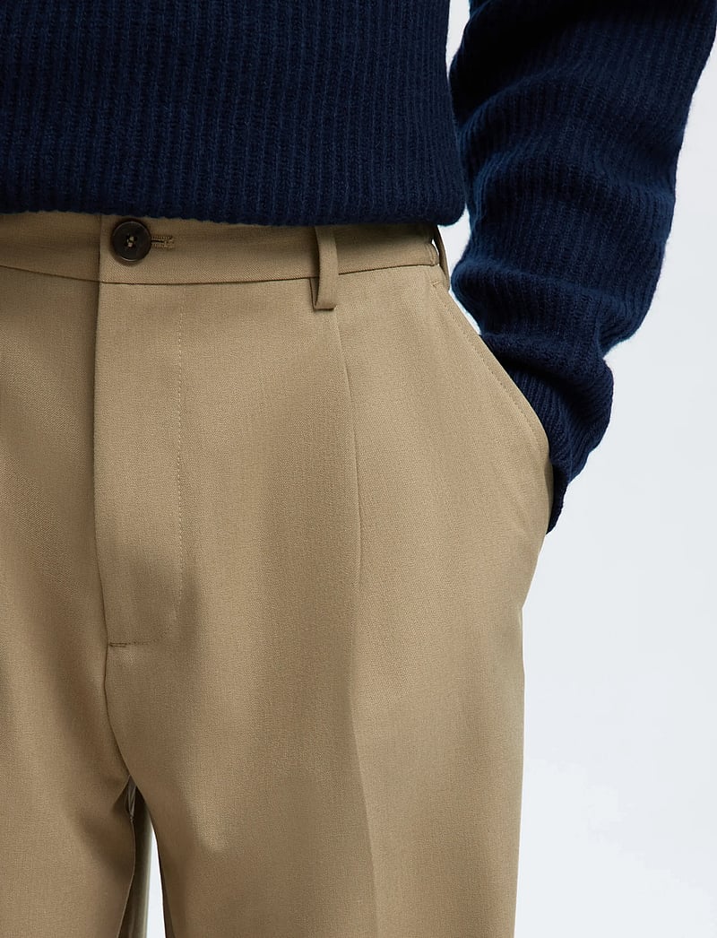 Selected - SLH220-LOOSE FINN FLEX PANTS NOOS - anzugshosen - greige - 4