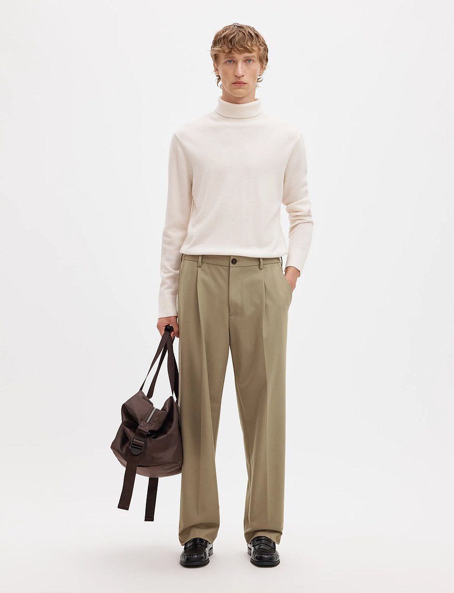 Selected - SLM220-LOOSE FINN FLEX PANTS NOOS - anzugshosen - greige - 5