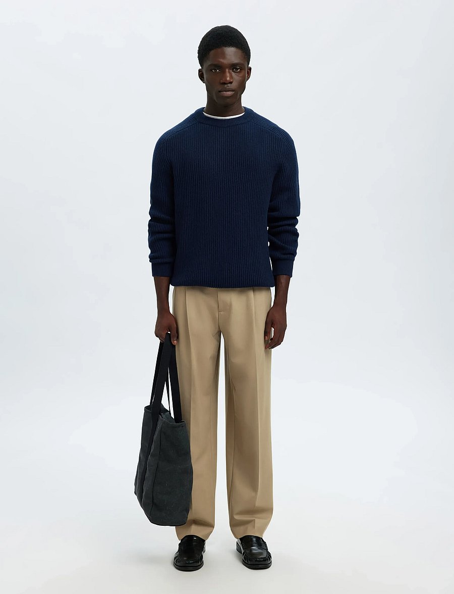 Selected - SLM220-LOOSE FINN FLEX PANTS NOOS - anzugshosen - greige - 5