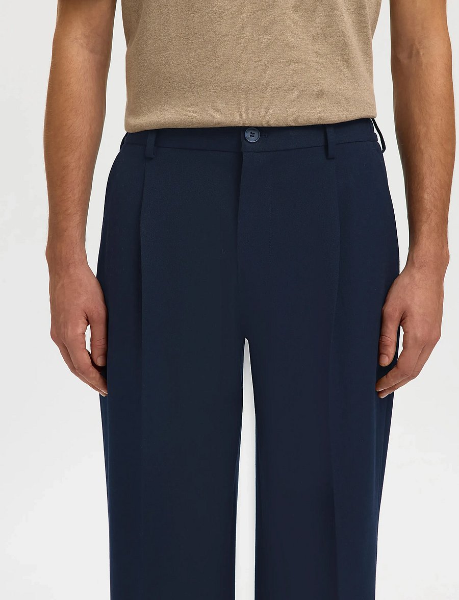 Selected - SLM220-LOOSE FINN FLEX PANTS NOOS - anzugshosen - navy blazer - 4