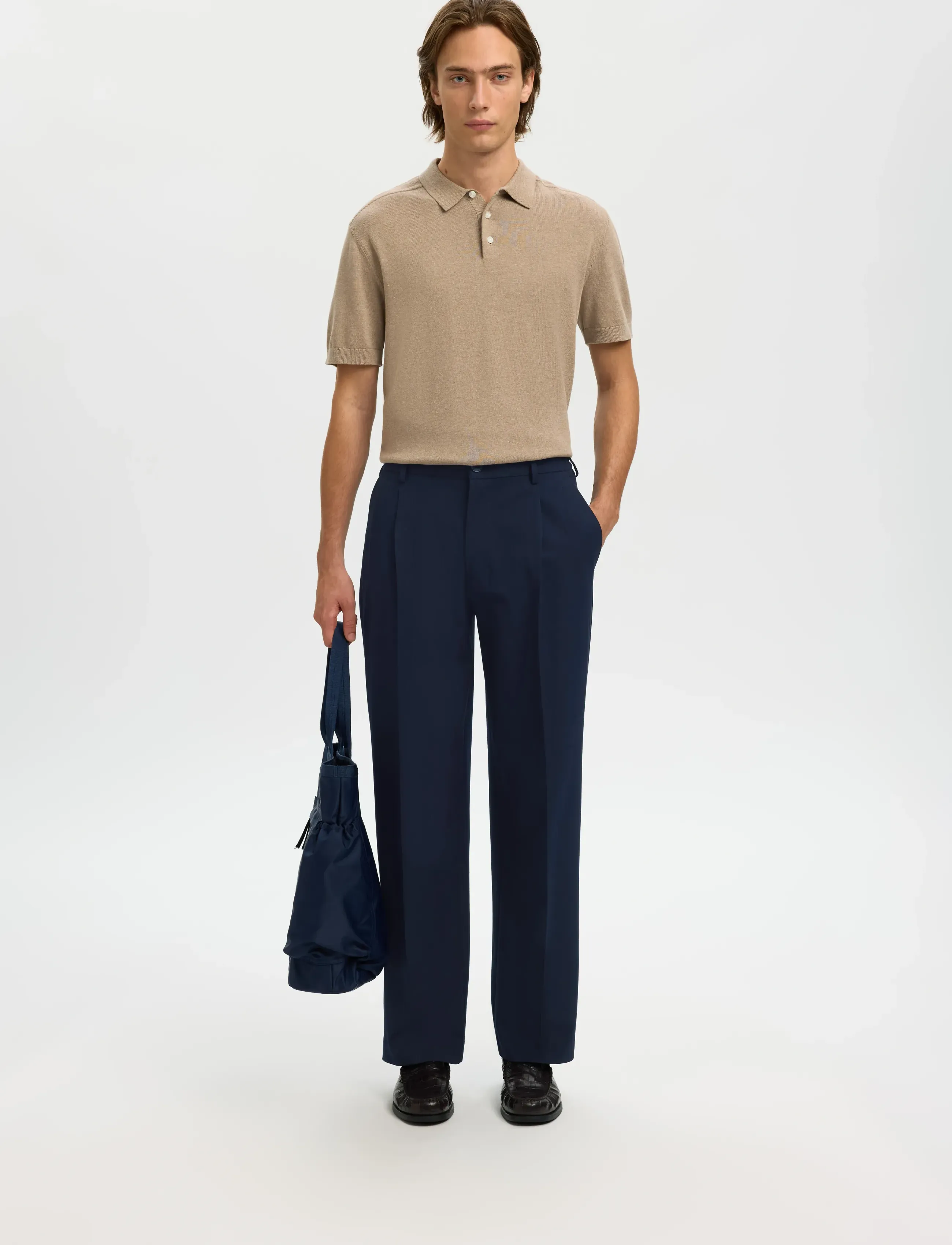 Selected - SLM220-LOOSE FINN FLEX PANTS NOOS - habitbukser - navy blazer - 5
