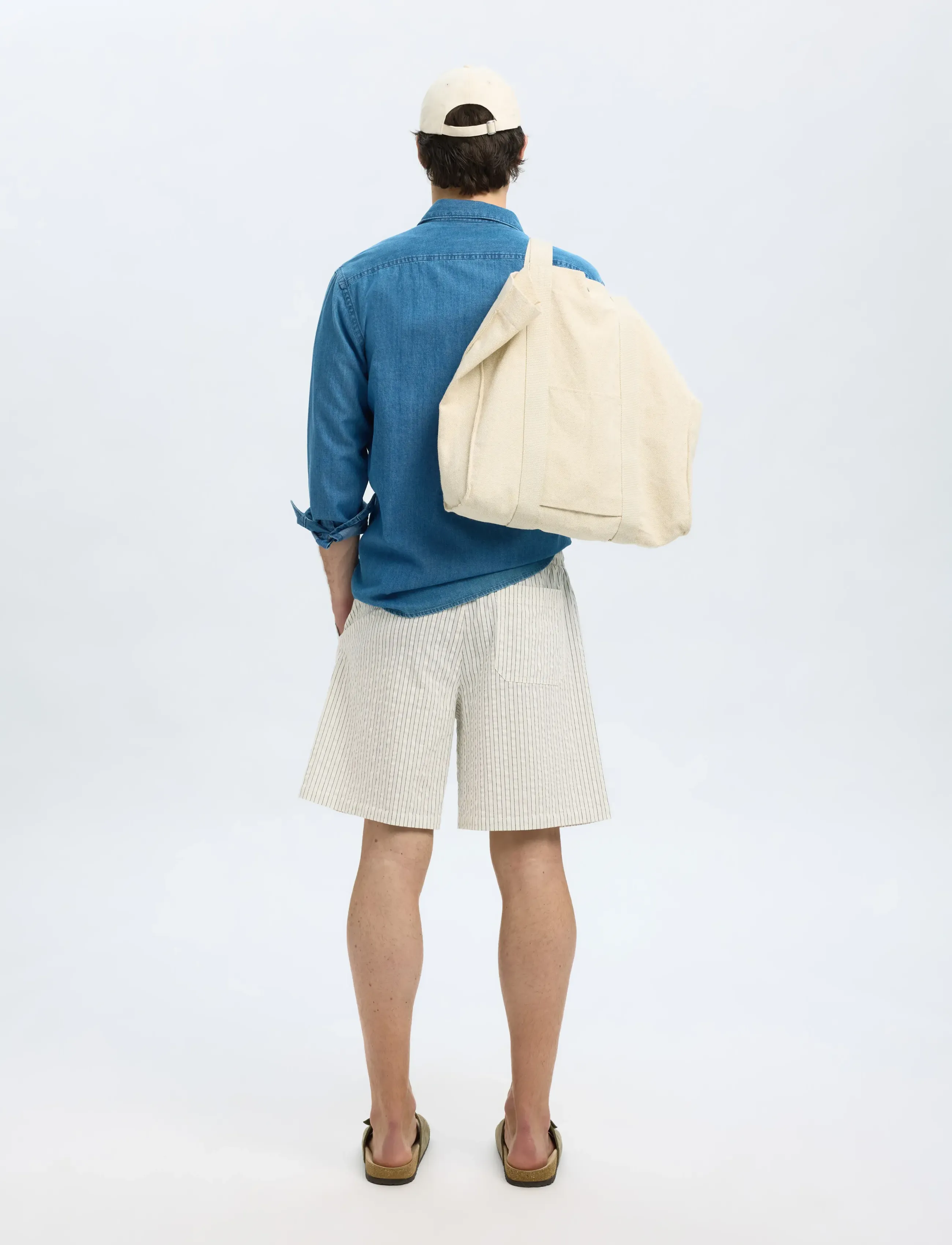 SELECTED Slhloose-Ace Seersucker String Shorts herr – bild 2