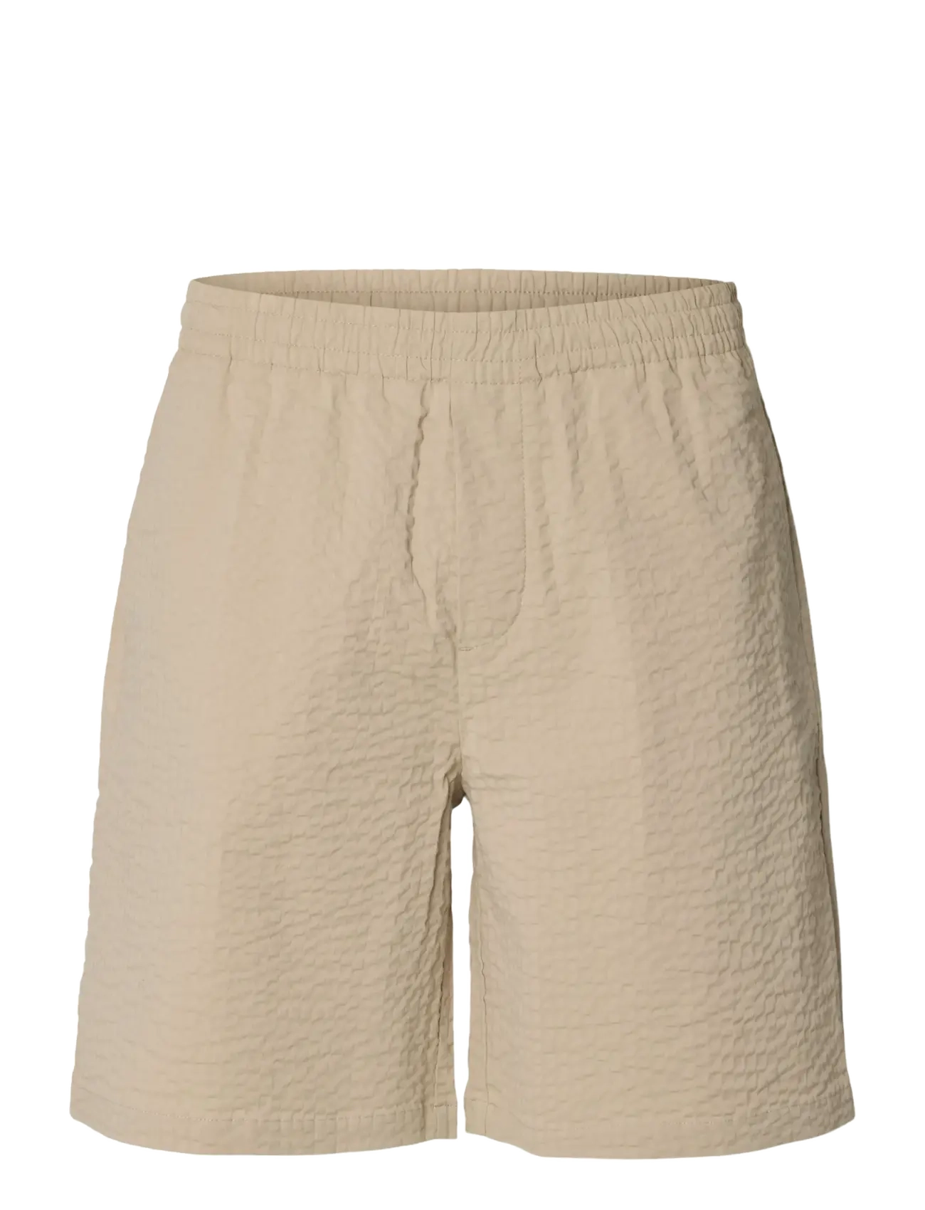 Selected SLHLOOSE-ACE SEERSUCKER STRING SHORTS - Szorty - PURE CASHMERE / beige
