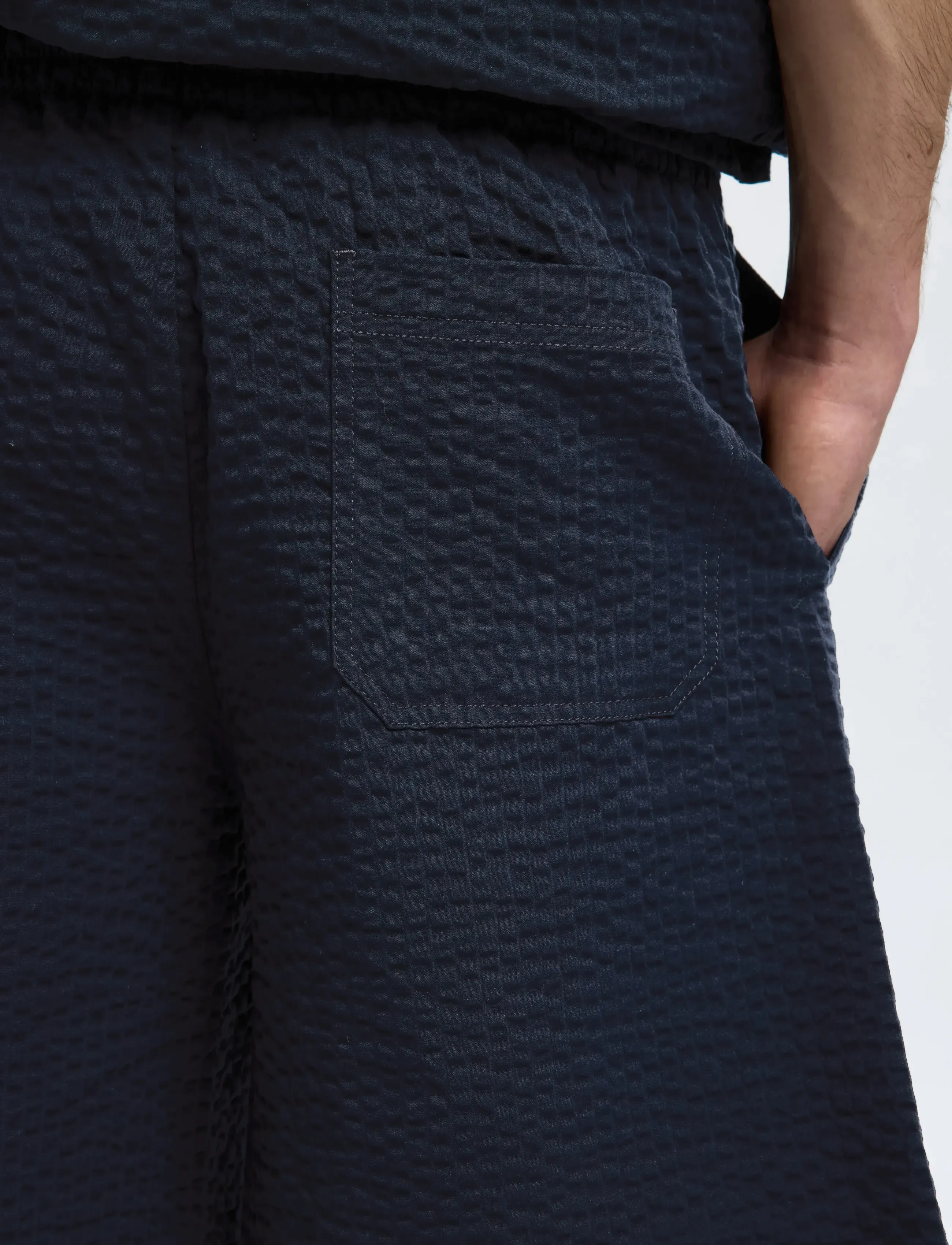 Selected - SLHLOOSE-ACE SEERSUCKER STRING SHORTS - casual shorts - sky captain - 5