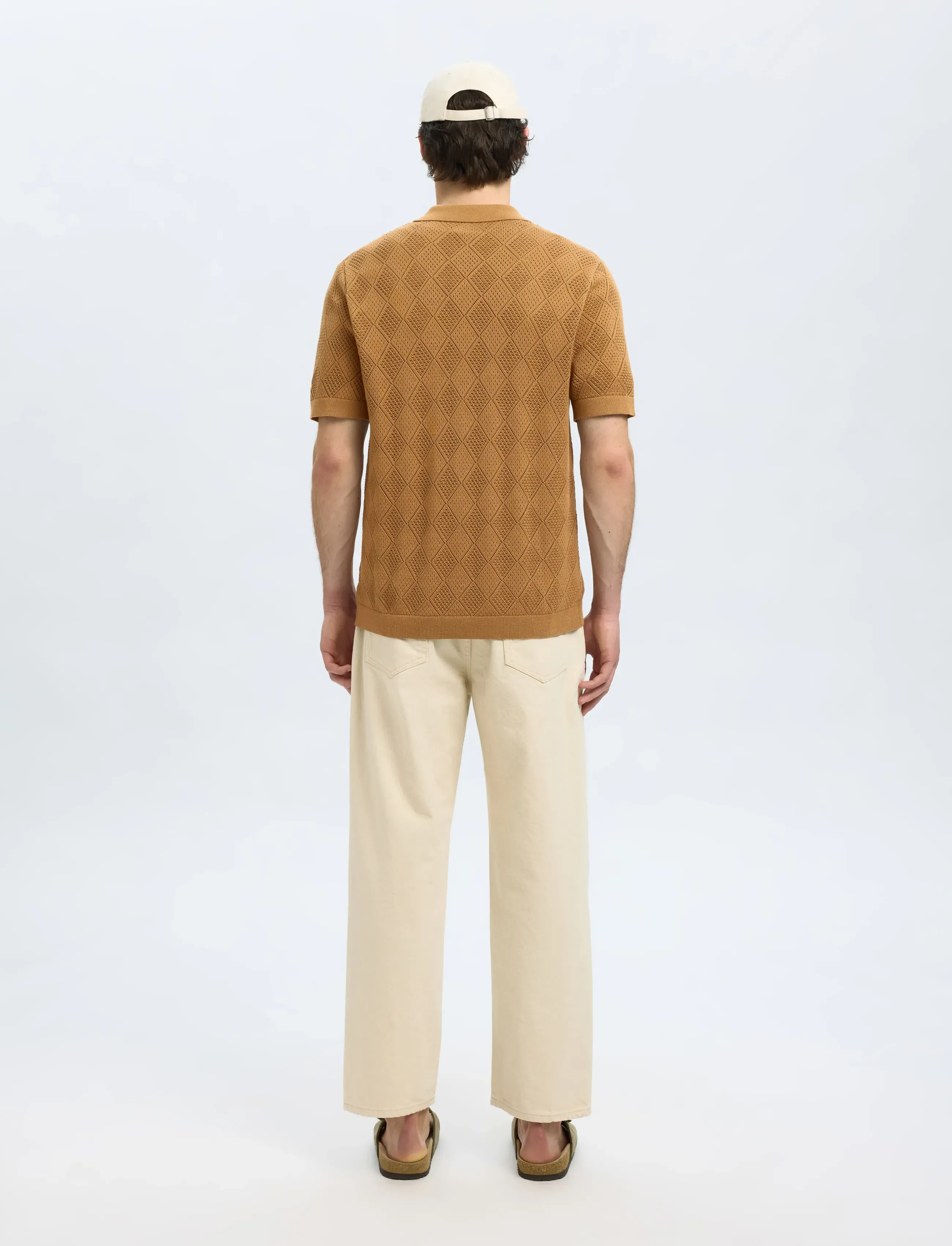 Selected - SLHARCO SS KNIT STRUCTURE POLO CARDIGAN - chipmunk - 2