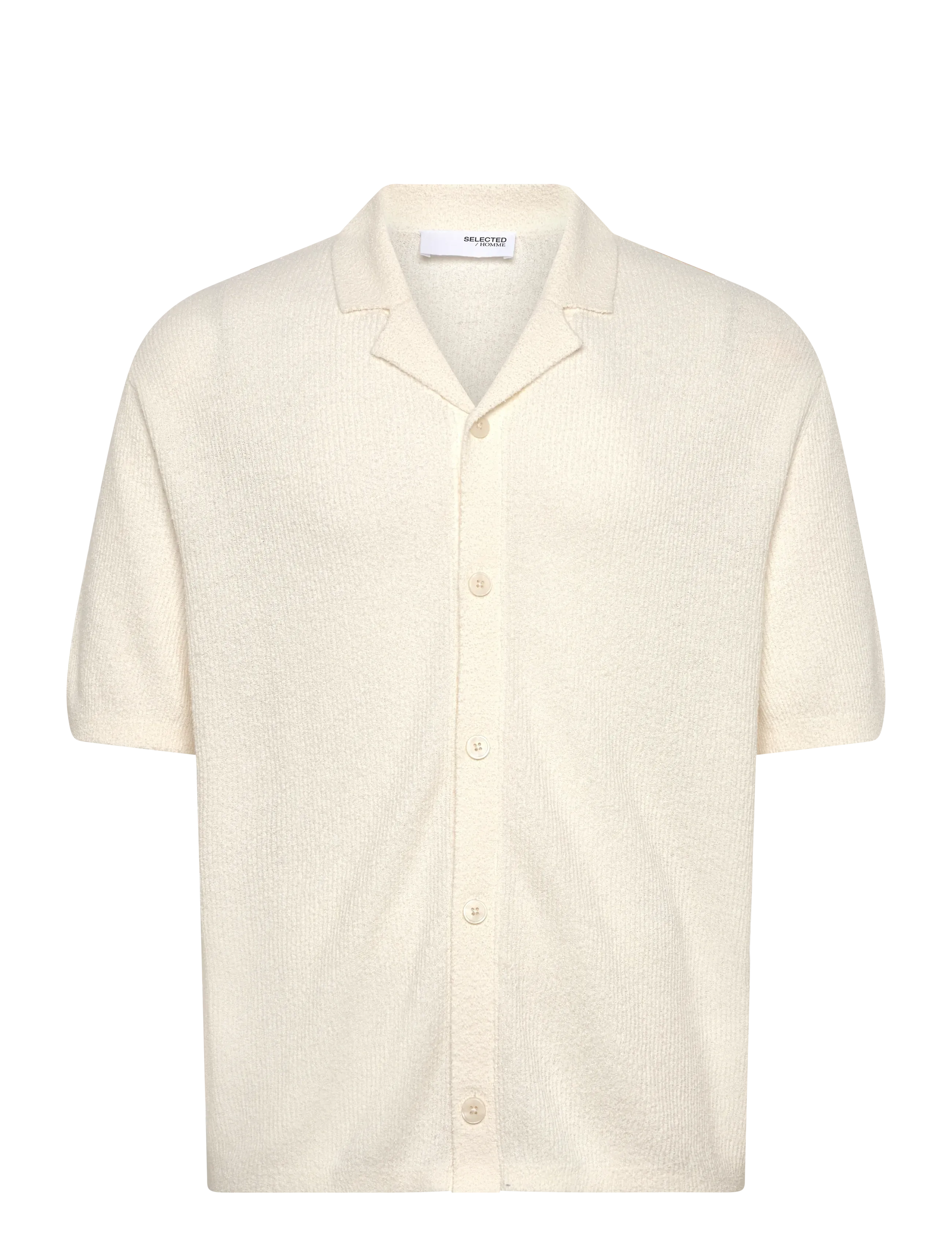 Selected SLHTELUM SS KNIT RELAXED RESORT CARDIGAN - Tøj - EGRET / cream