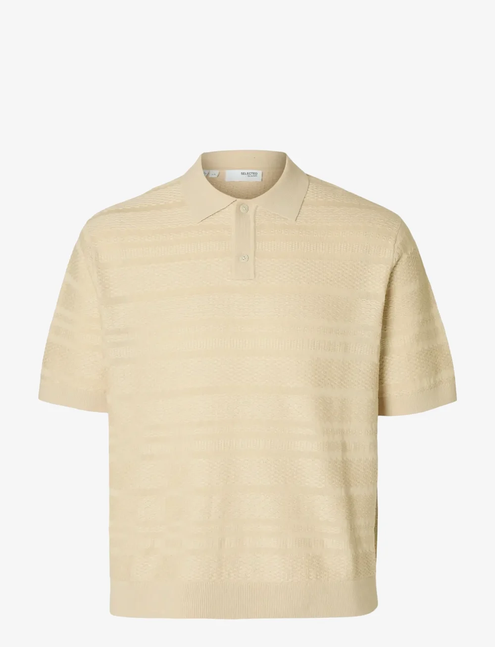 Selected - SLHFOAM SS KNIT RELAXED STRUCTURE POLO - kurzärmelig - oatmeal - 1