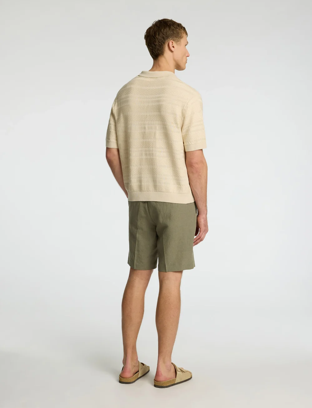 Selected - SLHFOAM SS KNIT RELAXED STRUCTURE POLO - kurzärmelig - oatmeal - 2