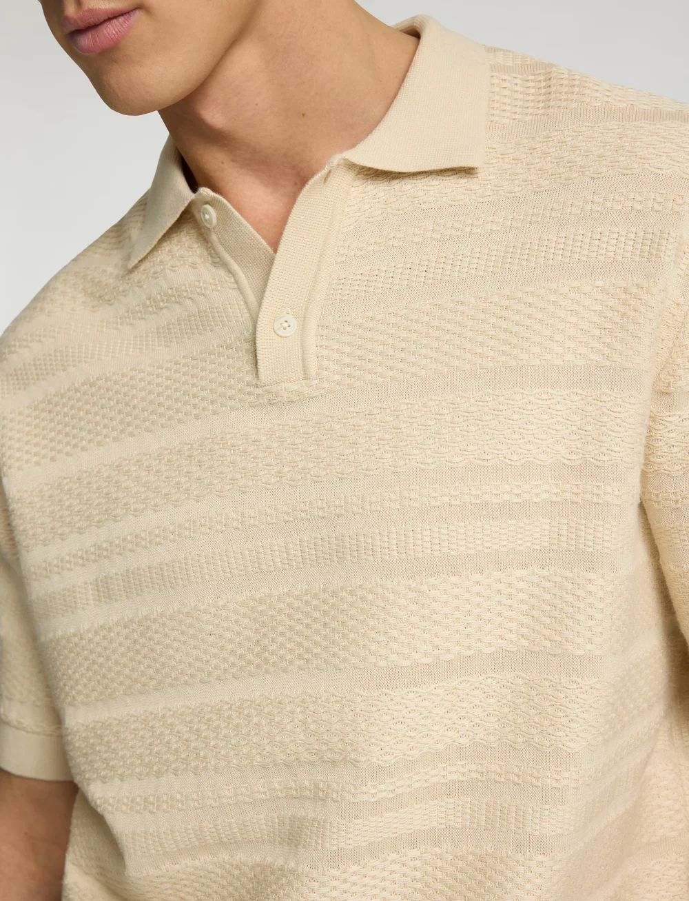 Selected - SLHFOAM SS KNIT RELAXED STRUCTURE POLO - kurzärmelig - oatmeal - 5