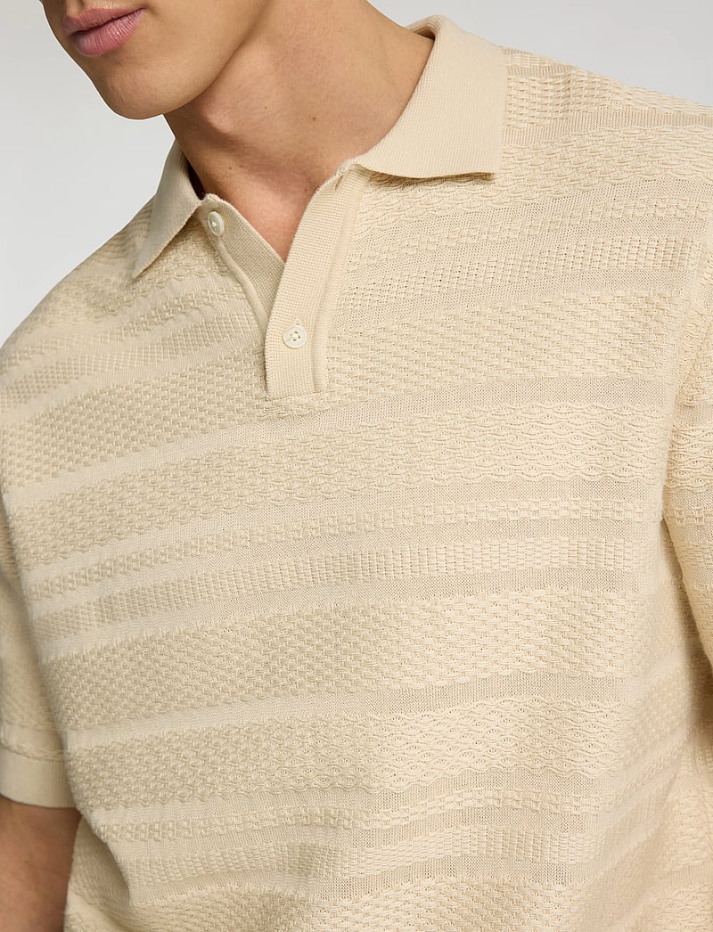 Selected - SLHFOAM SS KNIT RELAXED STRUCTURE POLO - kurzärmelig - oatmeal - 5
