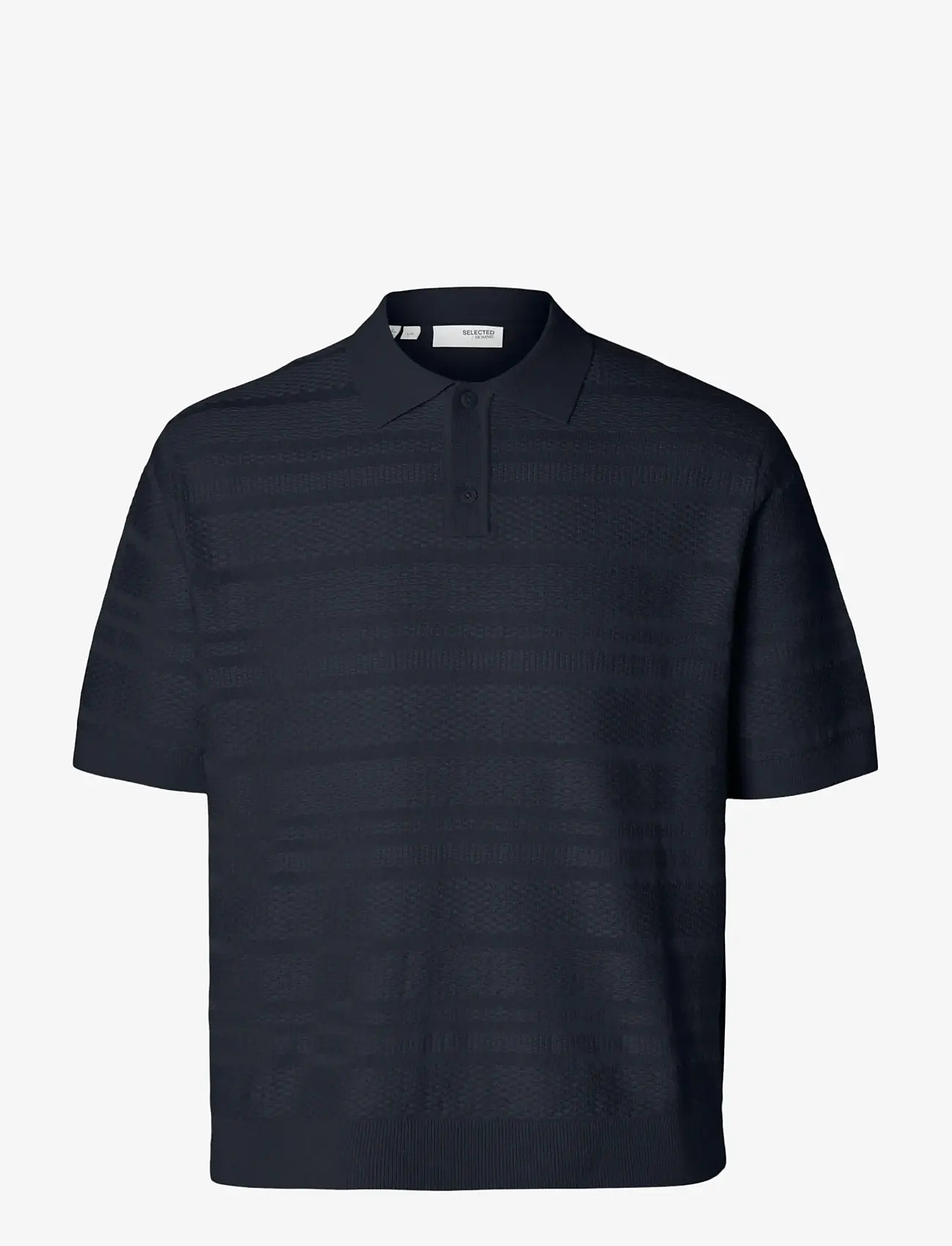 Selected - SLHFOAM SS KNIT RELAXED STRUCTURE POLO - short-sleeved polos - sky captain - 1