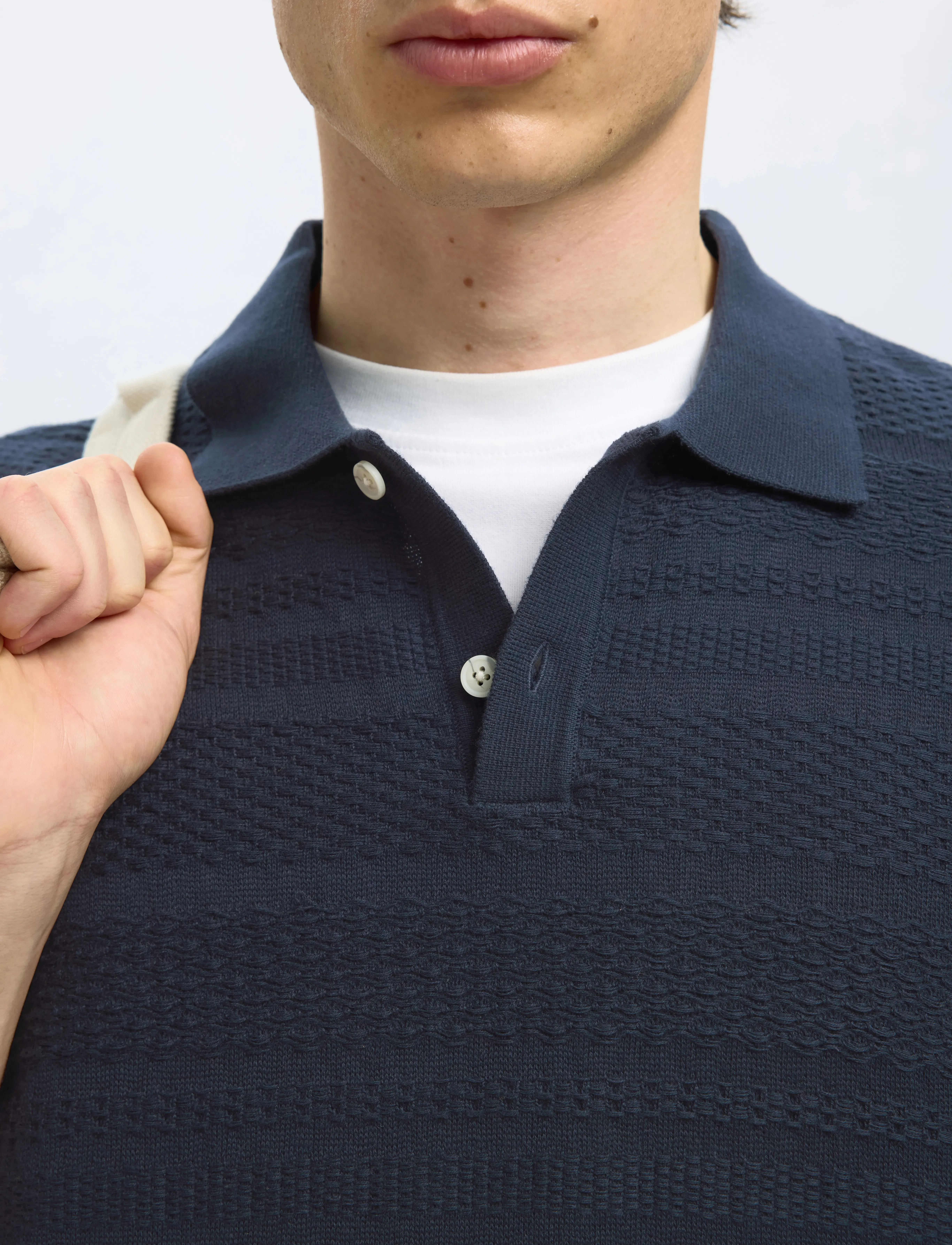 Selected - SLHFOAM SS KNIT RELAXED STRUCTURE POLO - kortærmede poloer - sky captain - 4