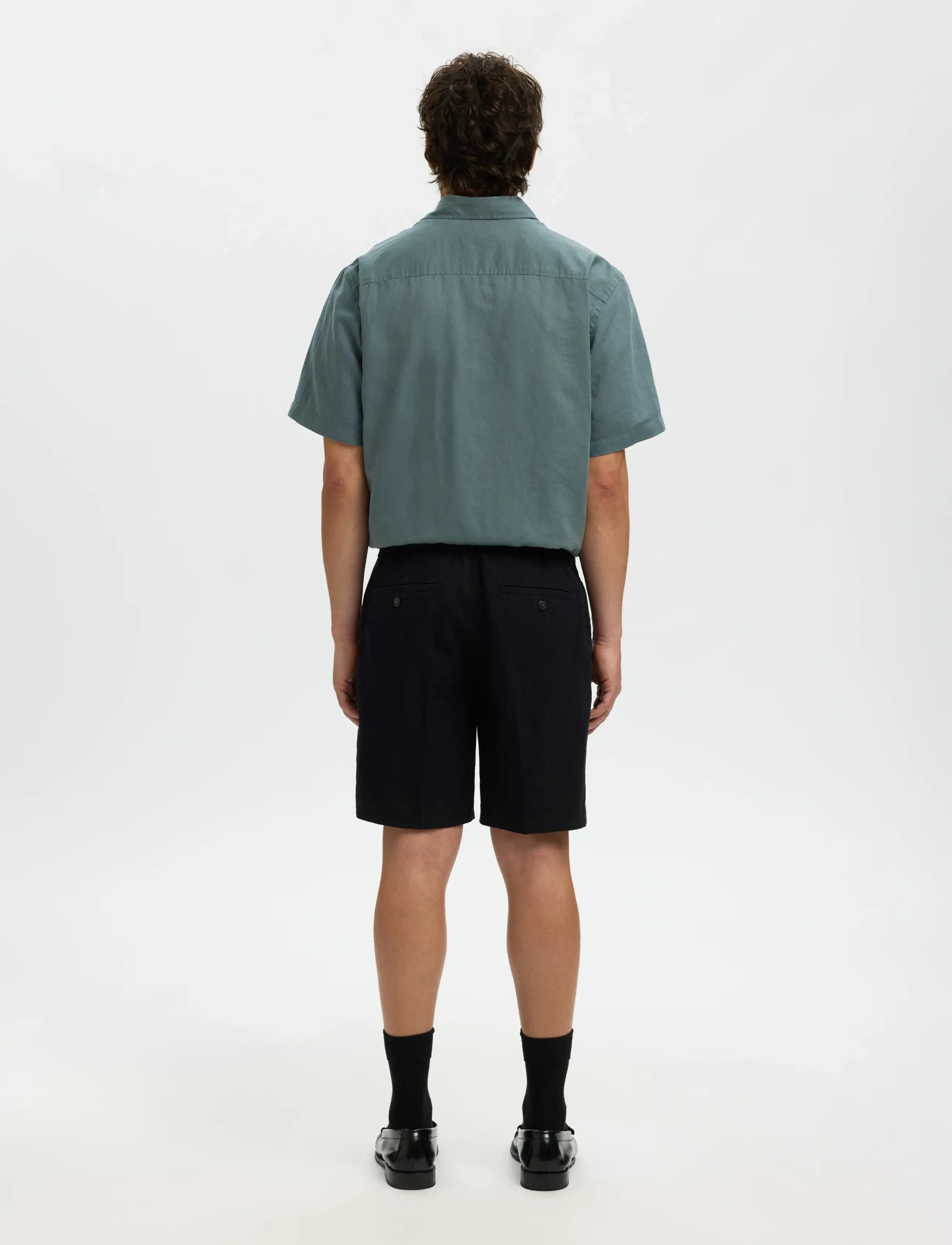 Selected - SLMREGULAR-LEROY LINEN BLD SHORTS NOOS - leinen-shorts - black - 2