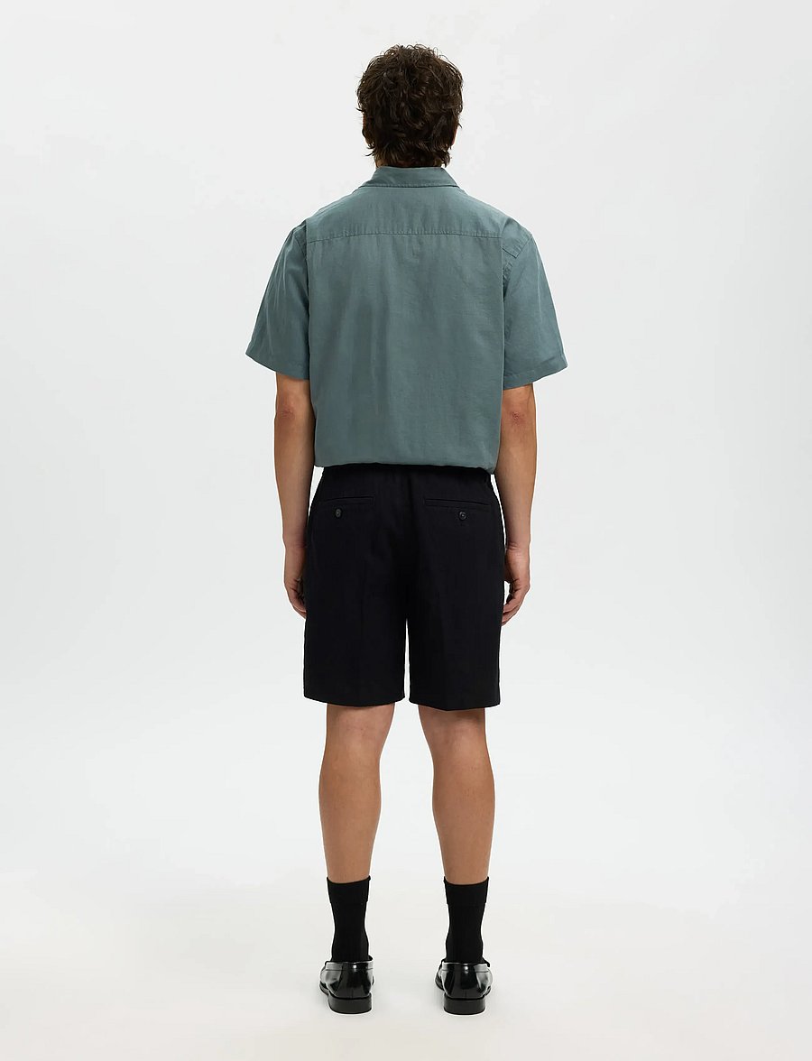 Selected - SLMREGULAR-LEROY LINEN BLD SHORTS NOOS - leinen-shorts - black - 2
