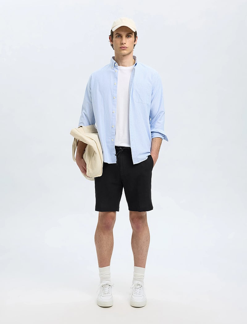 Selected - SLMREGULAR-LEROY LINEN BLD SHORTS NOOS - leinen-shorts - black - 5