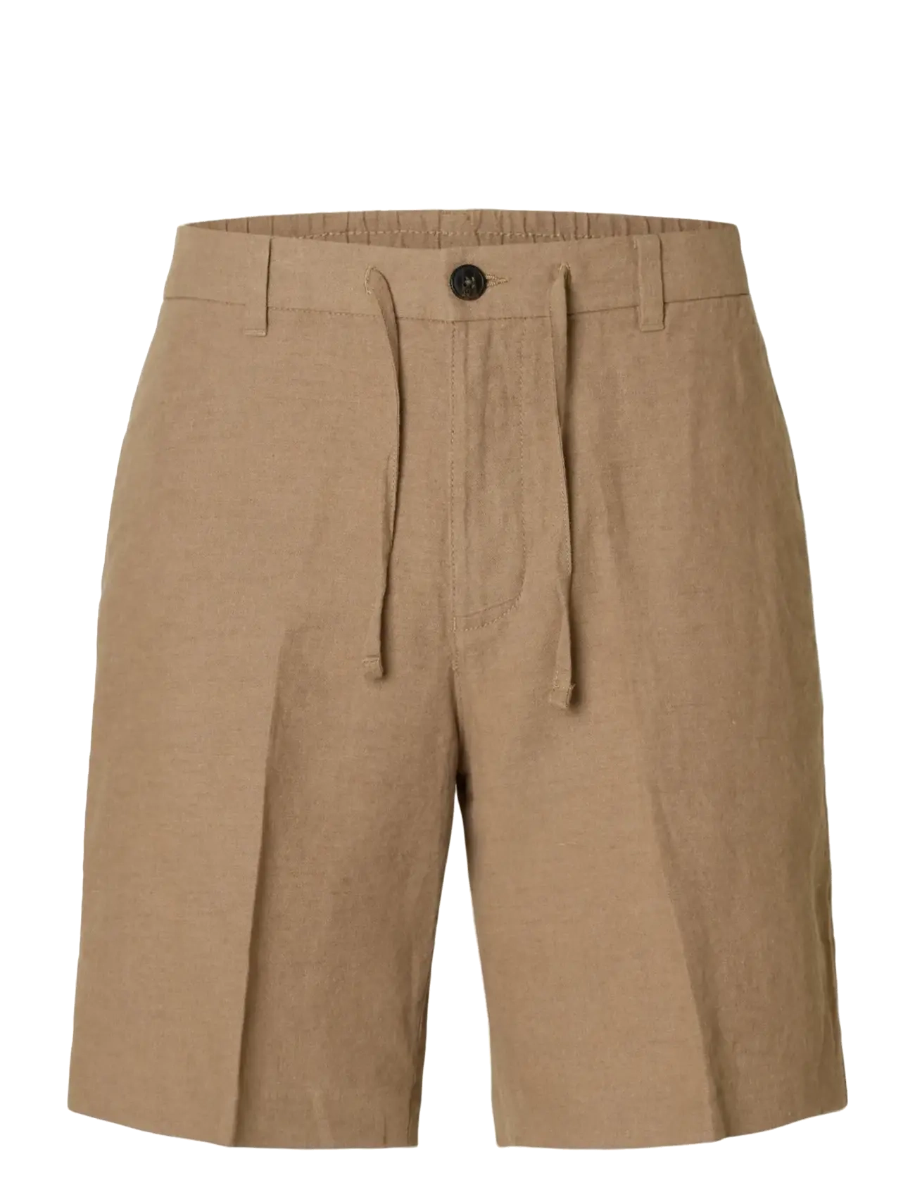 Selected SLMREGULAR-LEROY LINEN BLD SHORTS NOOS - Shorts - CARIBOU / brown