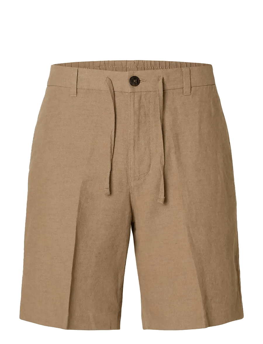 Selected - SLMREGULAR-LEROY LINEN BLD SHORTS NOOS - leinen-shorts - caribou - 1