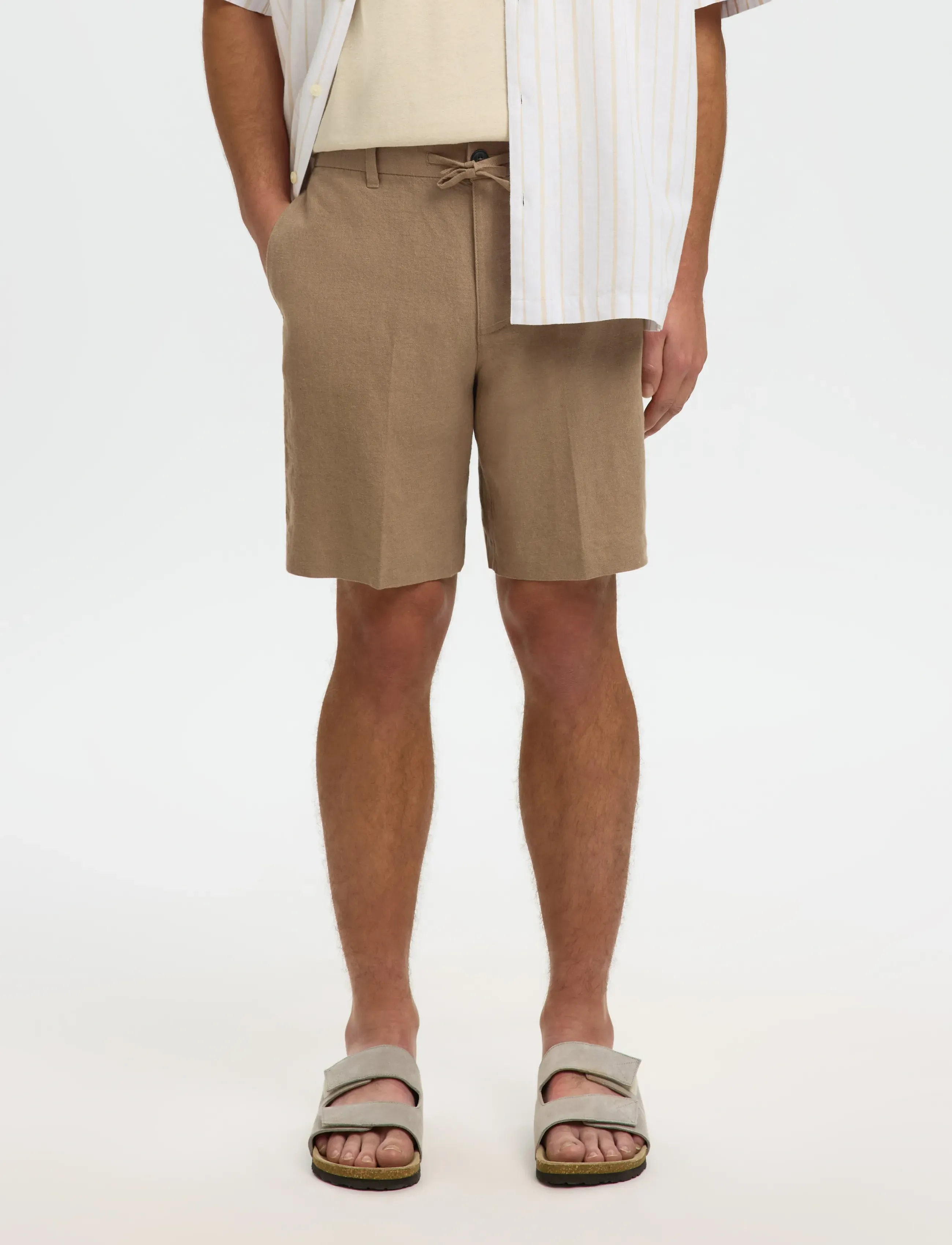Selected Slmregular-Leroy Linen Bld Shorts Noos, Mænd, Snøre Linned Shorts, Brun, Str: XL
