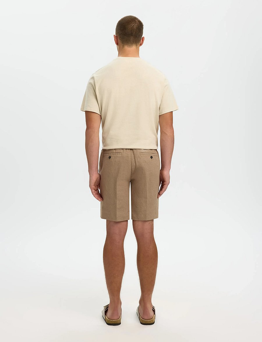 Selected - SLMREGULAR-LEROY LINEN BLD SHORTS NOOS - leinen-shorts - caribou - 2