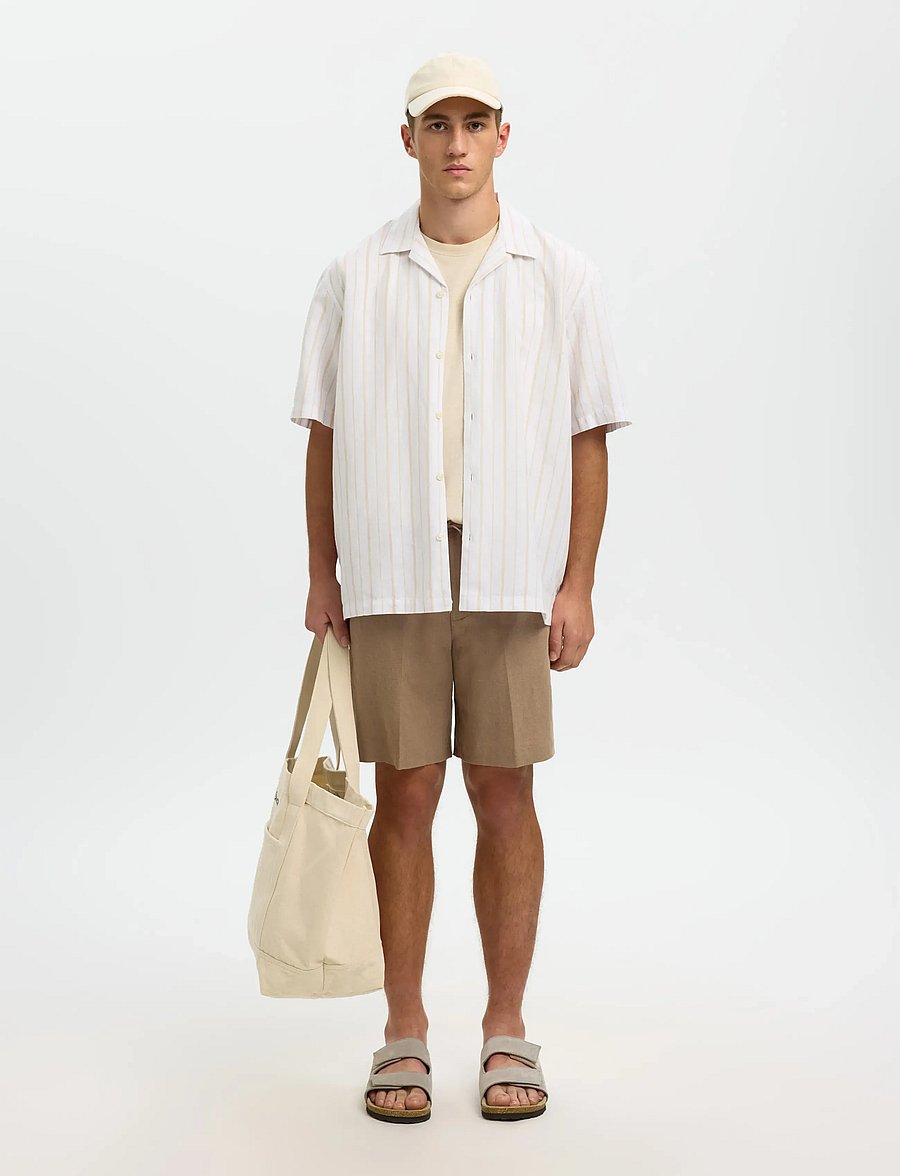 Selected - SLMREGULAR-LEROY LINEN BLD SHORTS NOOS - leinen-shorts - caribou - 5