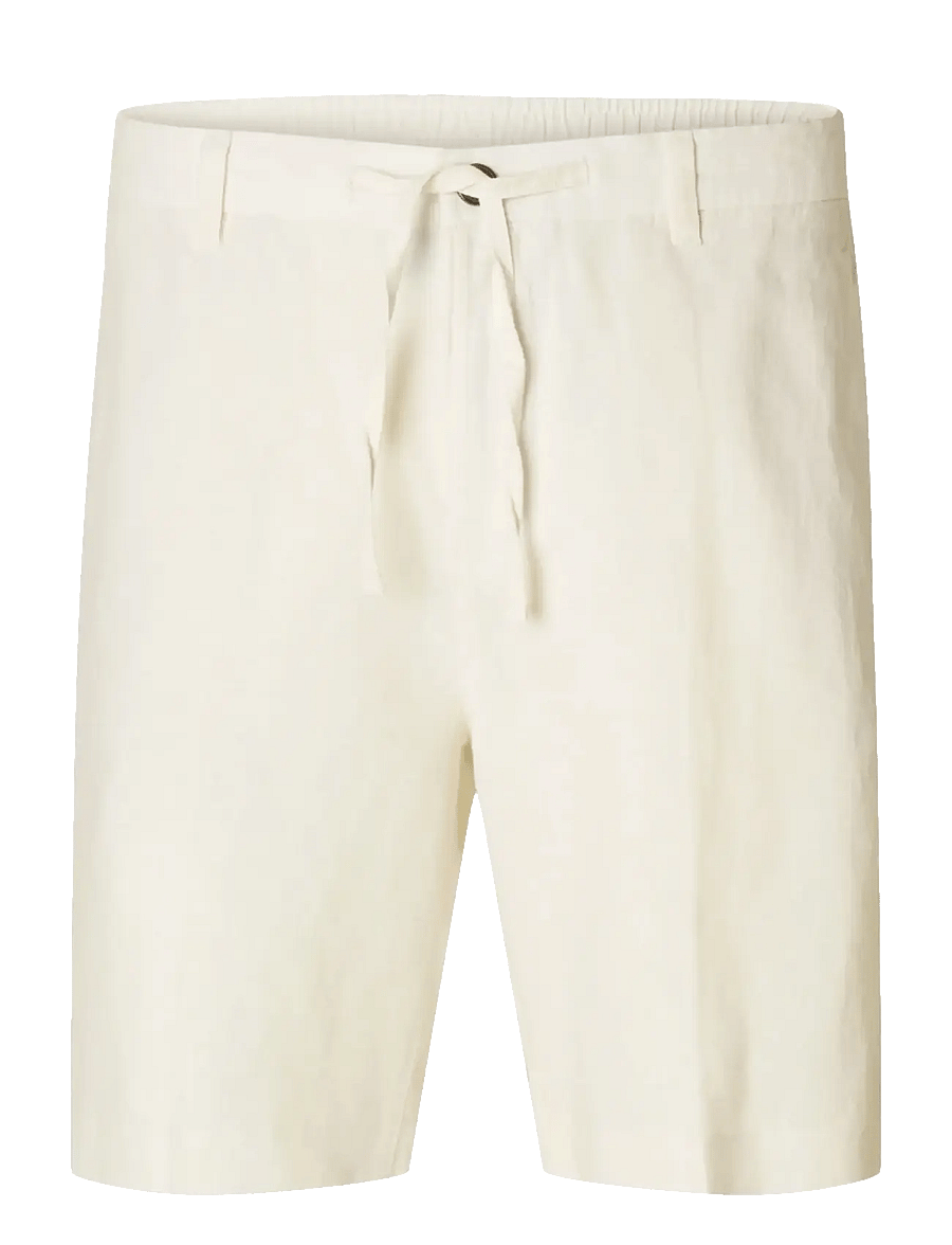 Selected - SLMREGULAR-LEROY LINEN BLD SHORTS NOOS - szorty lniane - cloud dancer - 1
