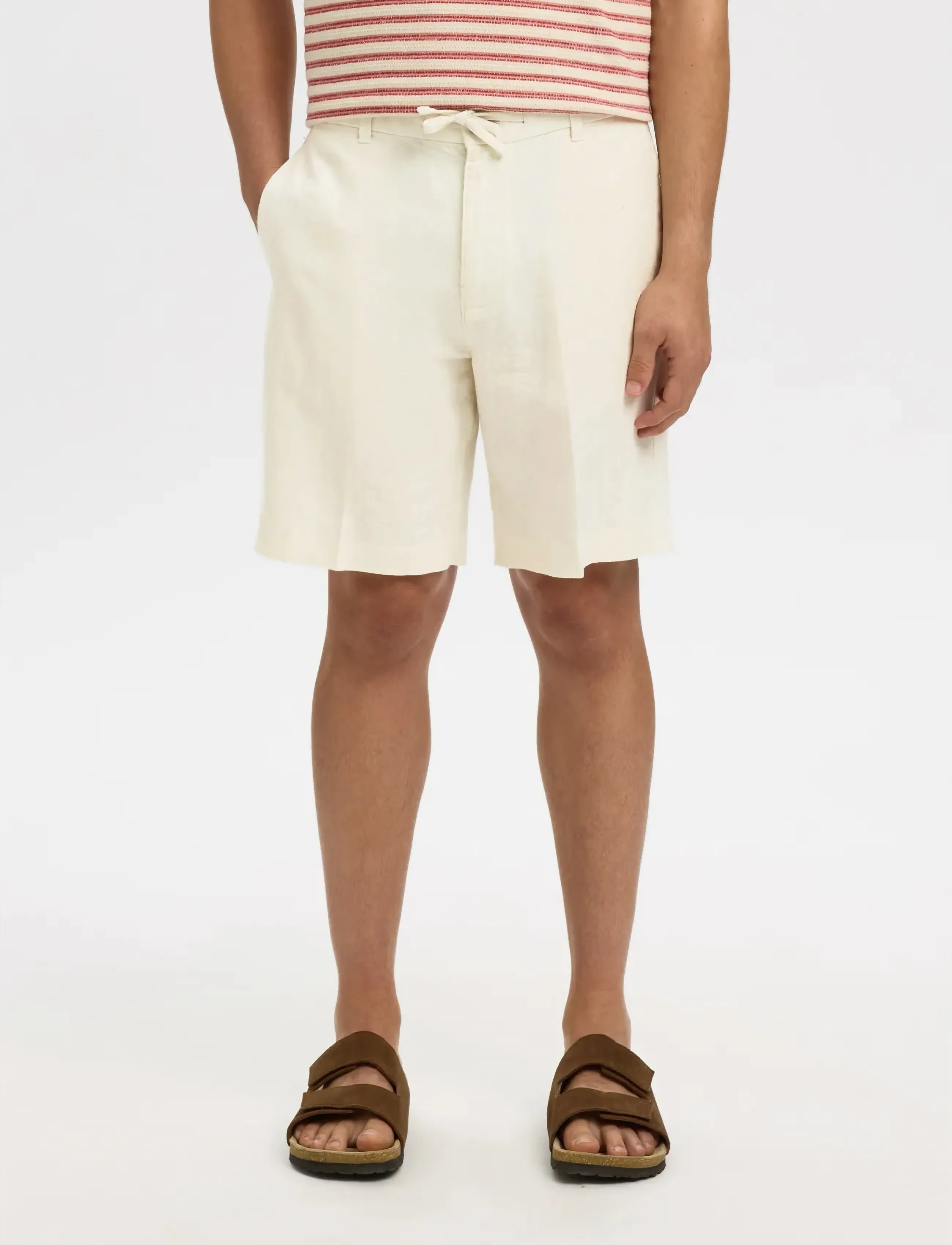 Selected Slmregular-Leroy Linen Bld Shorts Noos, Mænd, Snøre Linned Shorts, Cream, Str: XXL