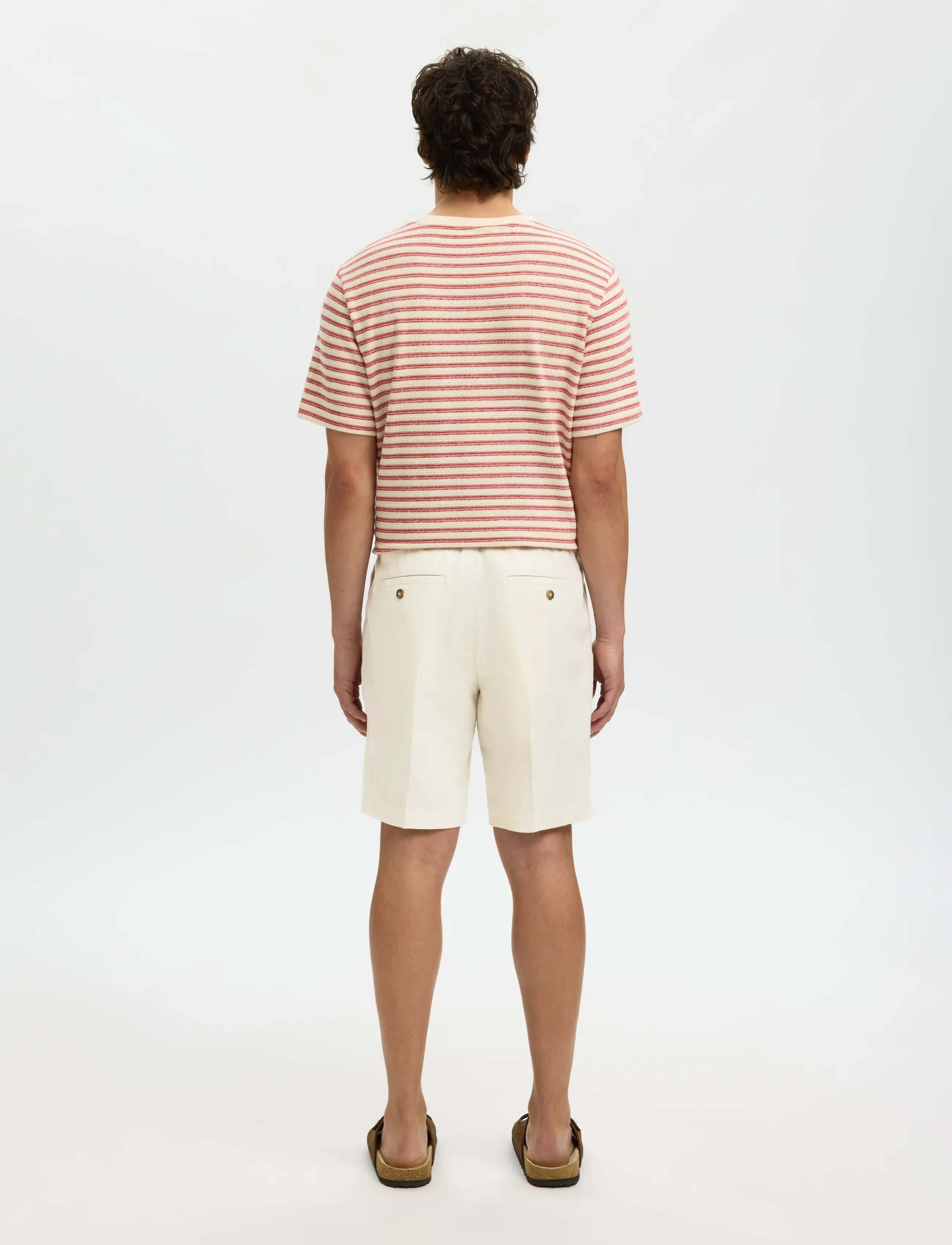 Selected - SLMREGULAR-LEROY LINEN BLD SHORTS NOOS - hørshorts - cloud dancer - 2