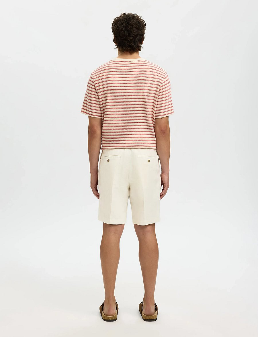 Selected - SLMREGULAR-LEROY LINEN BLD SHORTS NOOS - szorty lniane - cloud dancer - 2