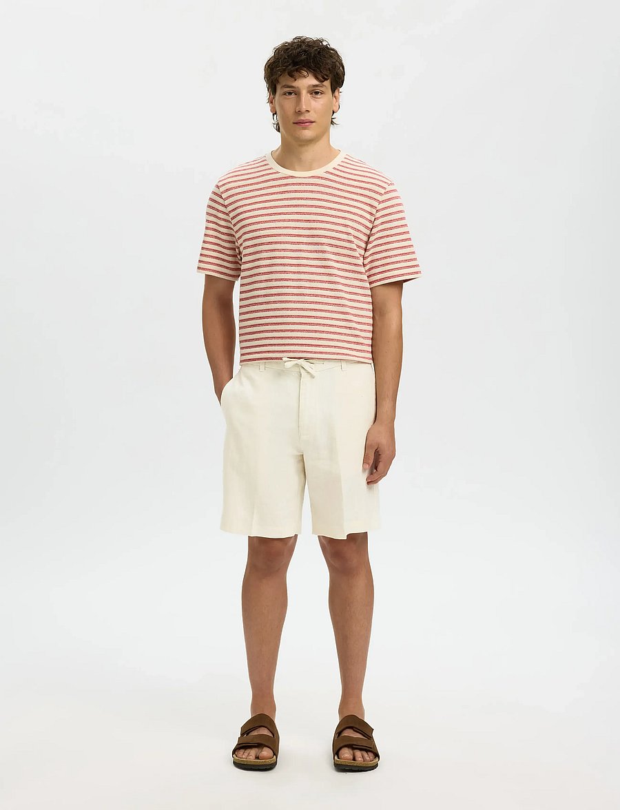 Selected - SLMREGULAR-LEROY LINEN BLD SHORTS NOOS - szorty lniane - cloud dancer - 3