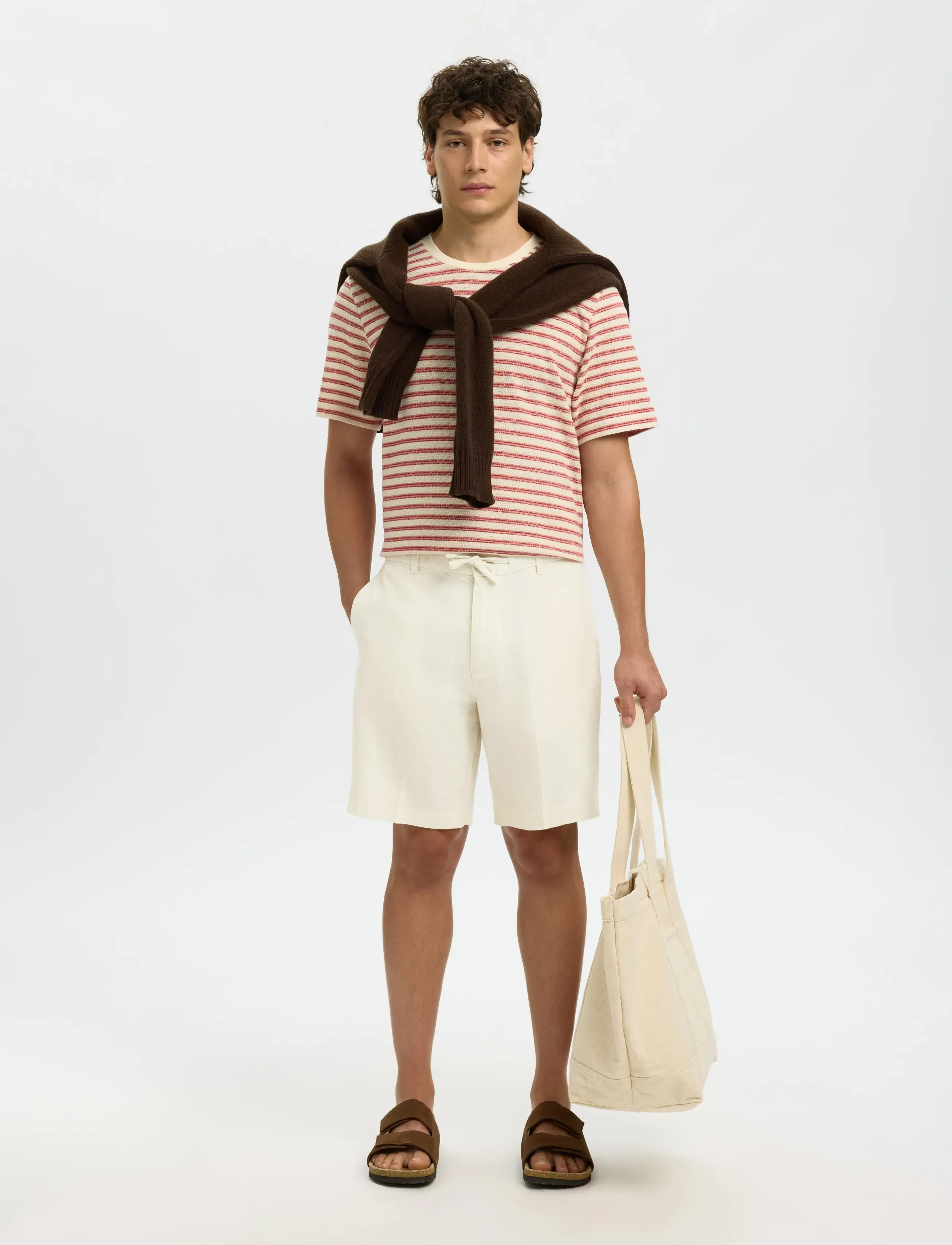 Selected - SLMREGULAR-LEROY LINEN BLD SHORTS NOOS - hørshorts - cloud dancer - 5