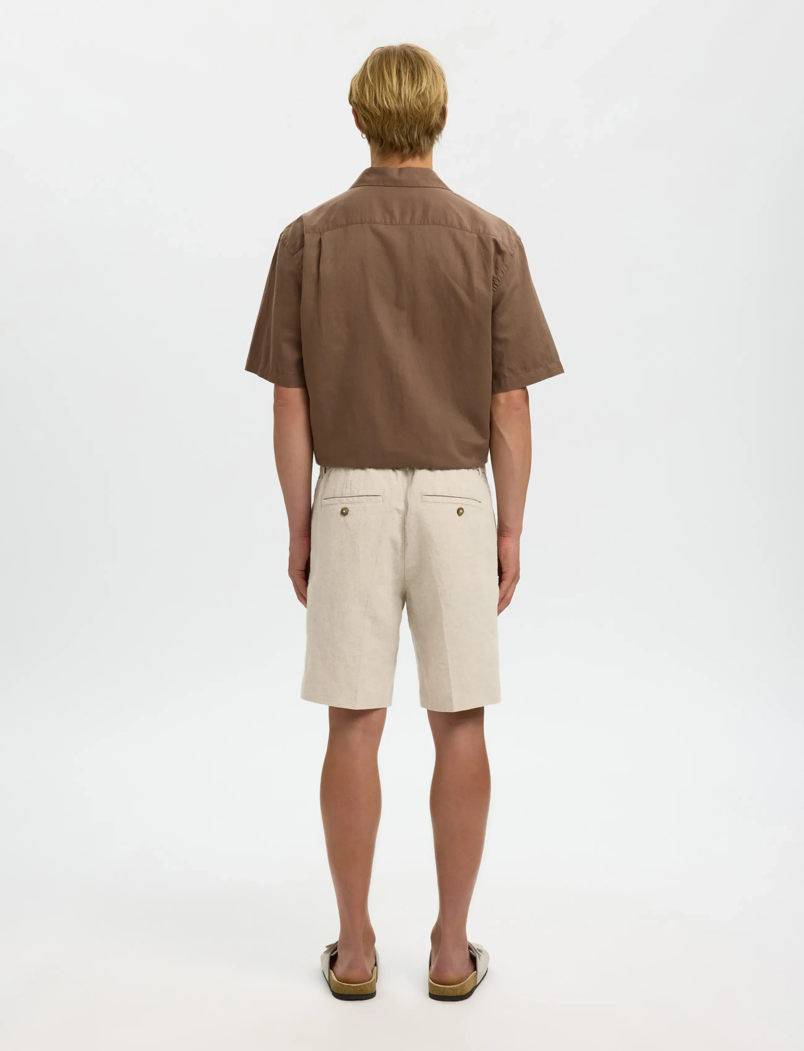 Selected - SLMREGULAR-LEROY LINEN BLD SHORTS NOOS - hørshorts - pure cashmere - 2