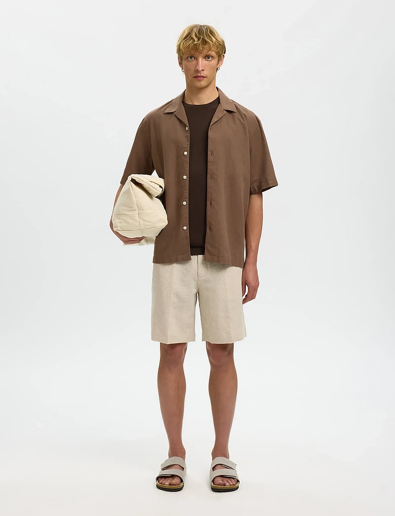 Selected - SLMREGULAR-LEROY LINEN BLD SHORTS NOOS - shorts en lin - pure cashmere - 3