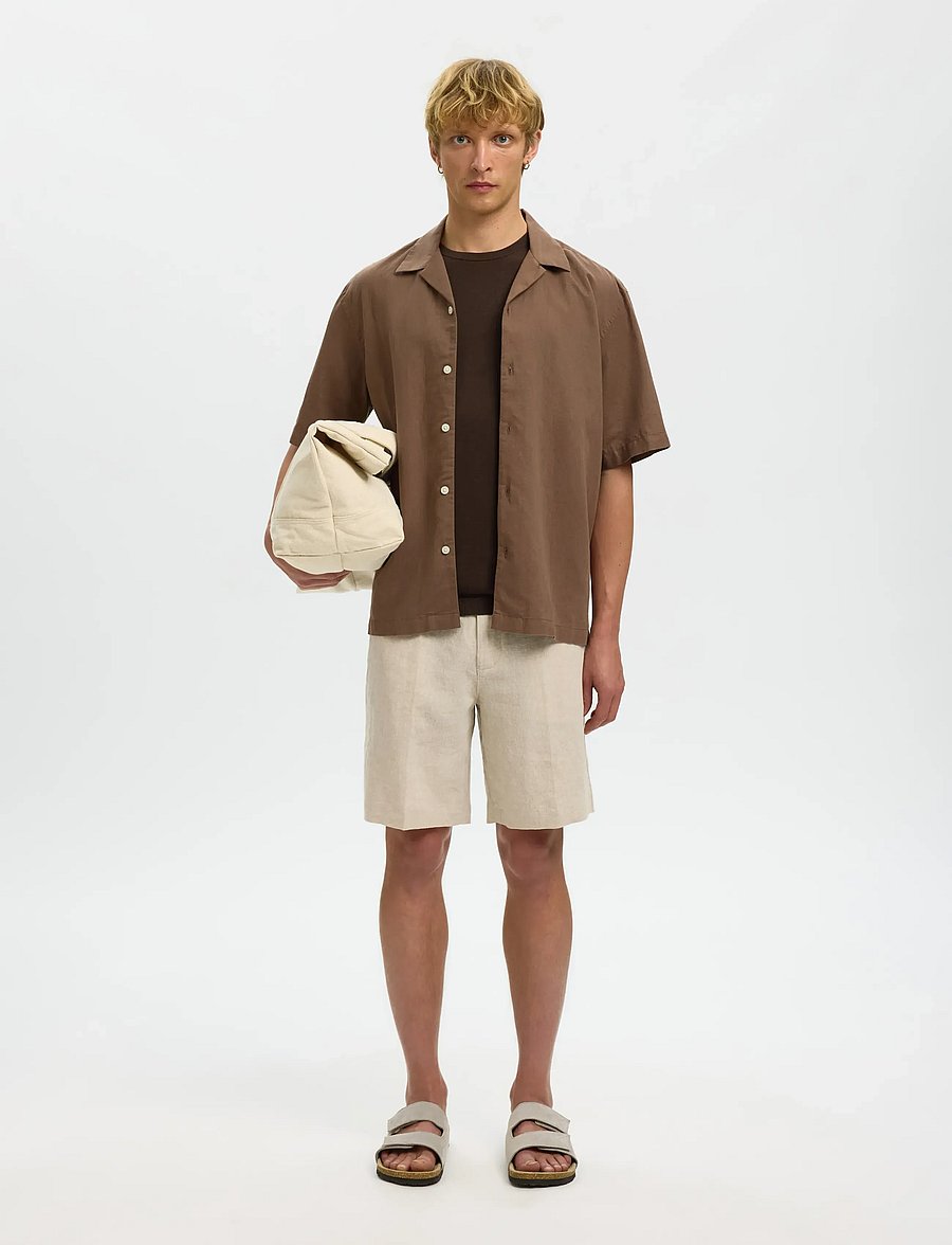 Selected - SLMREGULAR-LEROY LINEN BLD SHORTS NOOS - leinen-shorts - pure cashmere - 3