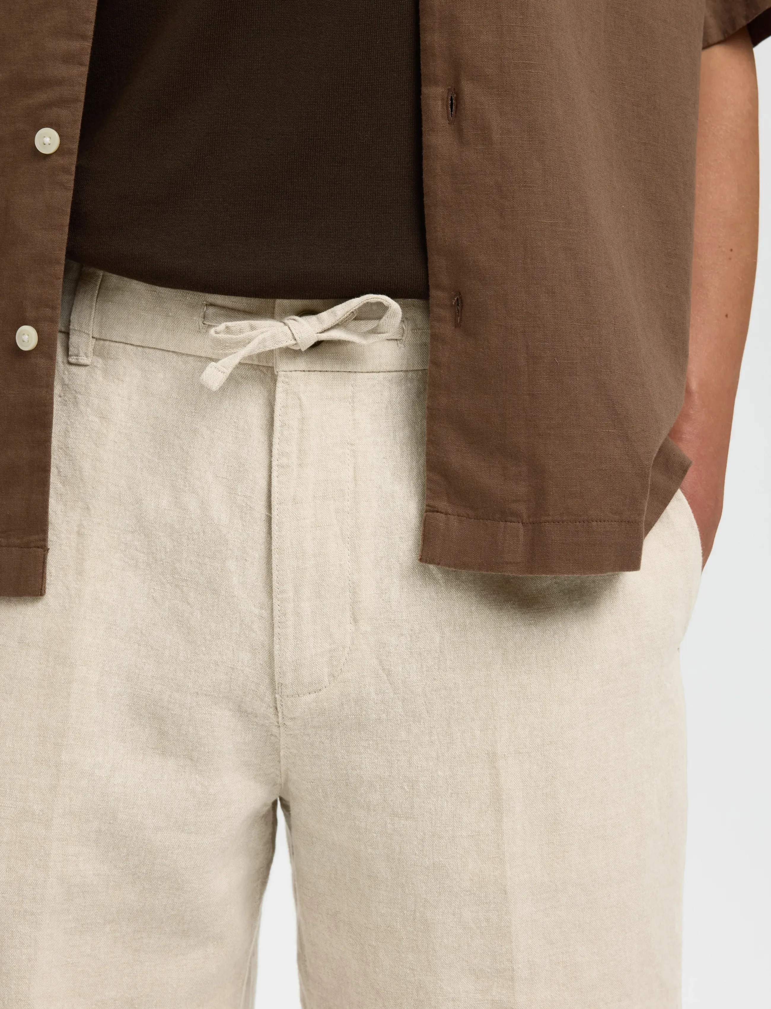 Selected - SLMREGULAR-LEROY LINEN BLD SHORTS NOOS - hørshorts - pure cashmere - 4