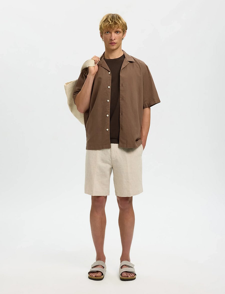Selected - SLMREGULAR-LEROY LINEN BLD SHORTS NOOS - leinen-shorts - pure cashmere - 5