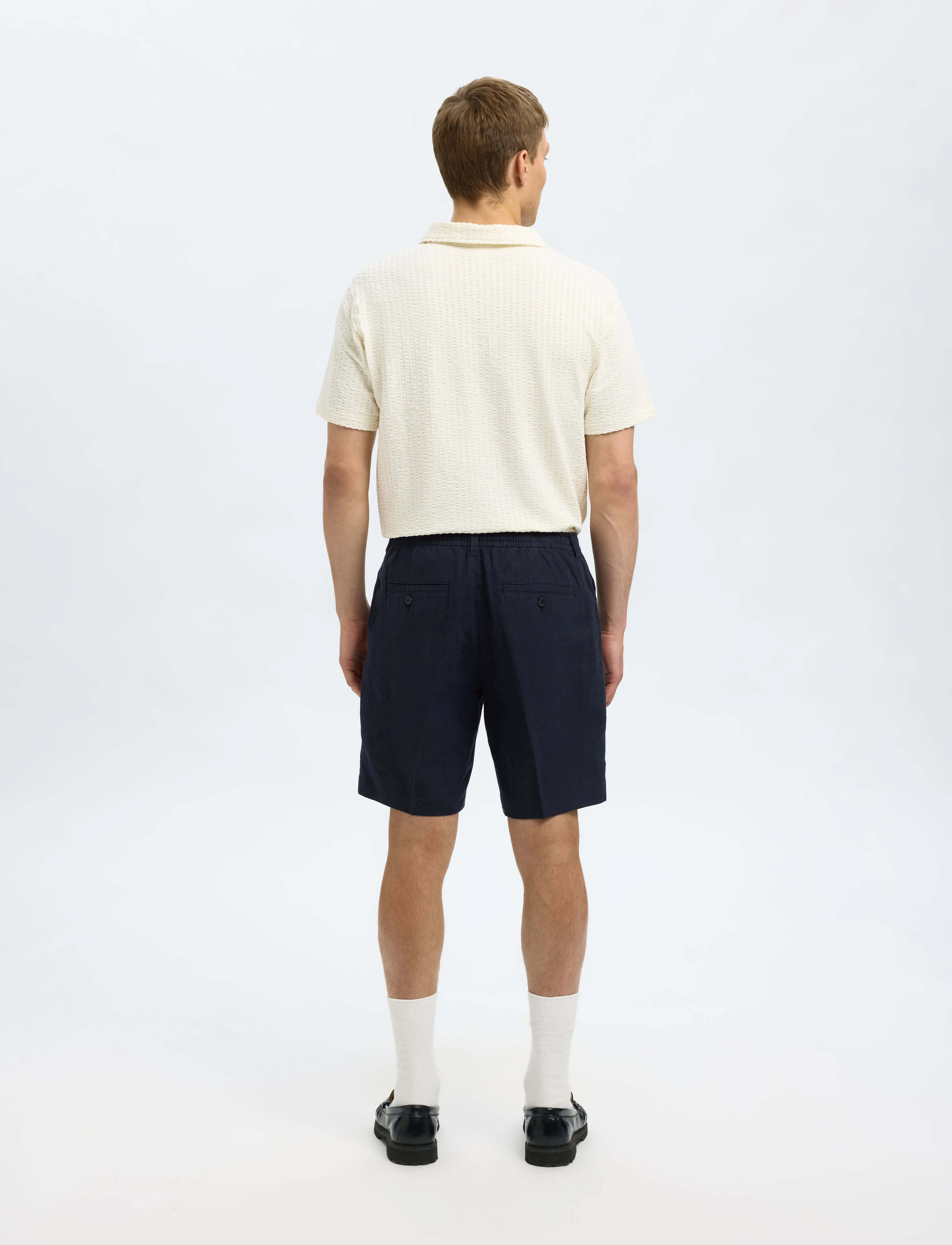Selected - SLMREGULAR-LEROY LINEN BLD SHORTS NOOS - linen shorts - sky captain - 2